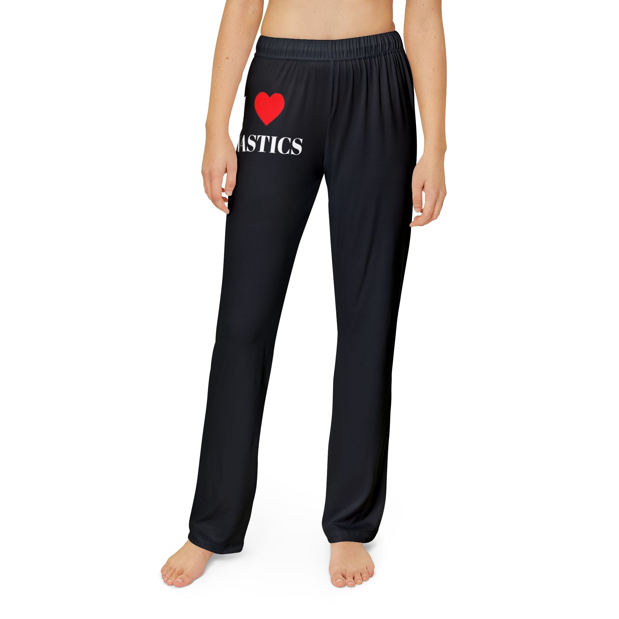 I  HEART Gymnastics Kids Lounge Pants — Black Graphic Athletic Sweatpants
