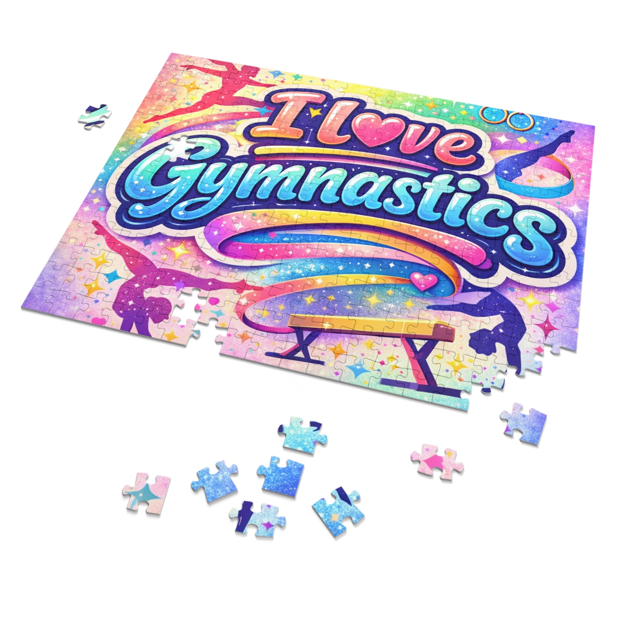 I Love Gymnastics Jigsaw Puzzle with Tin – Colorful Kids Gift