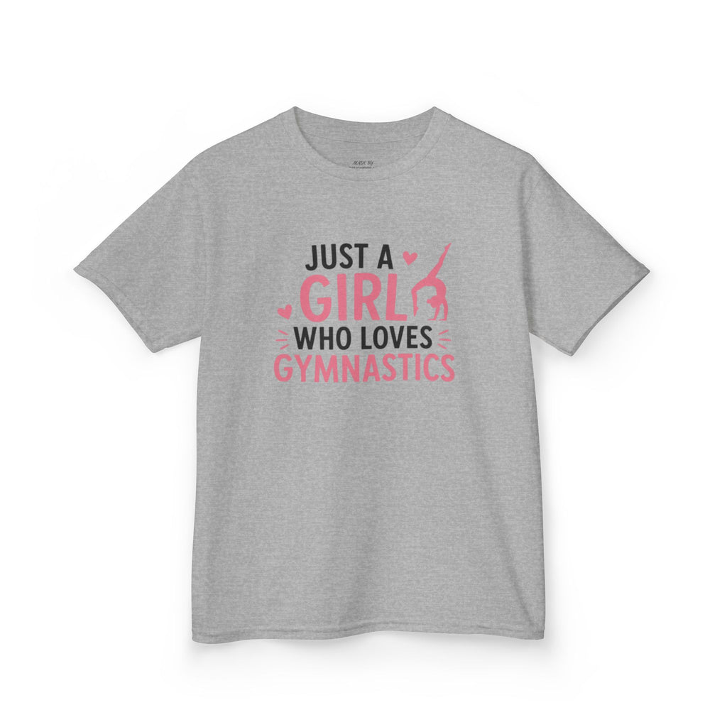 Kids Gymnastics T-Shirt - "Just a Girl Who Loves Gymnastics" Pink Design