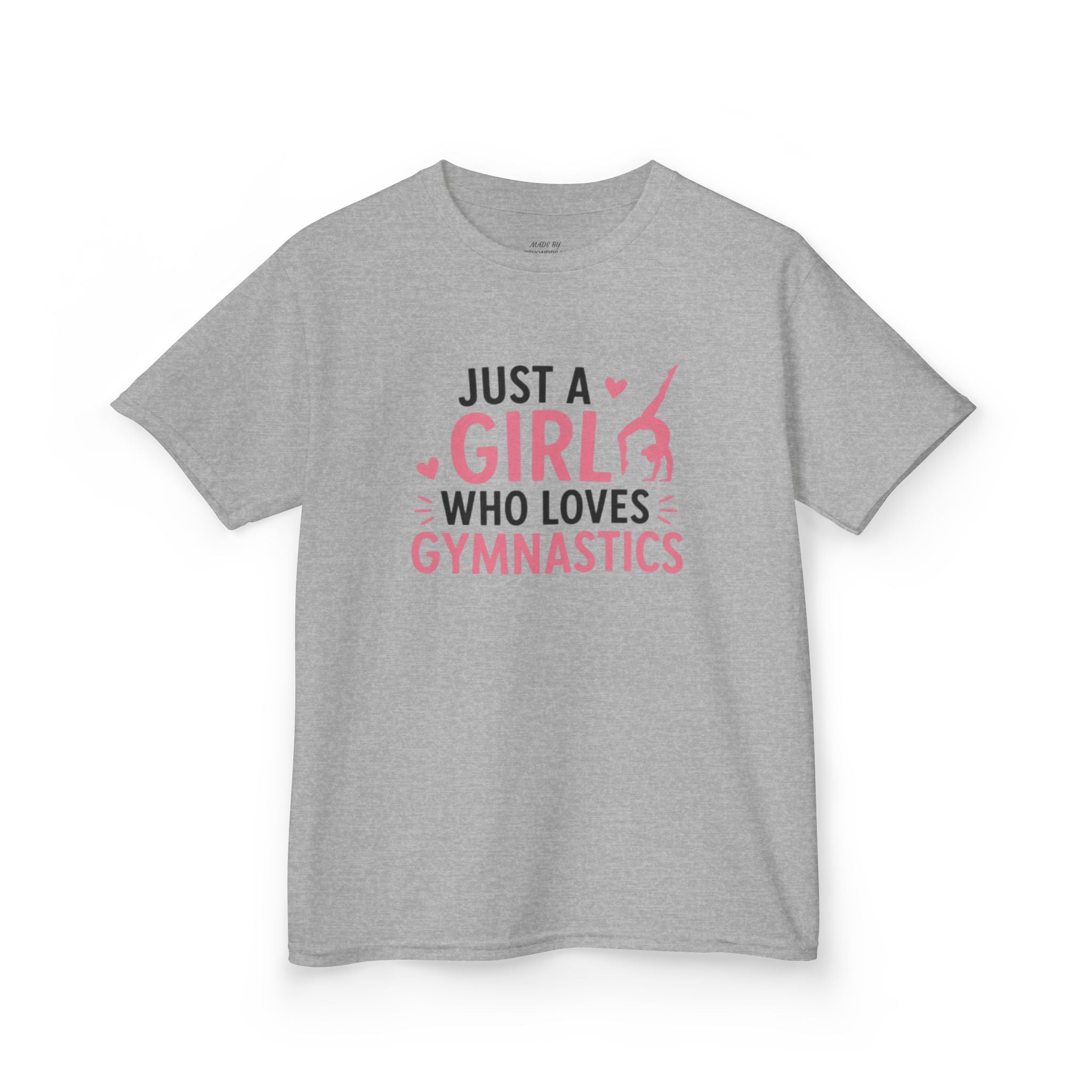 Kids Gymnastics T-Shirt - "Just a Girl Who Loves Gymnastics" Pink Design