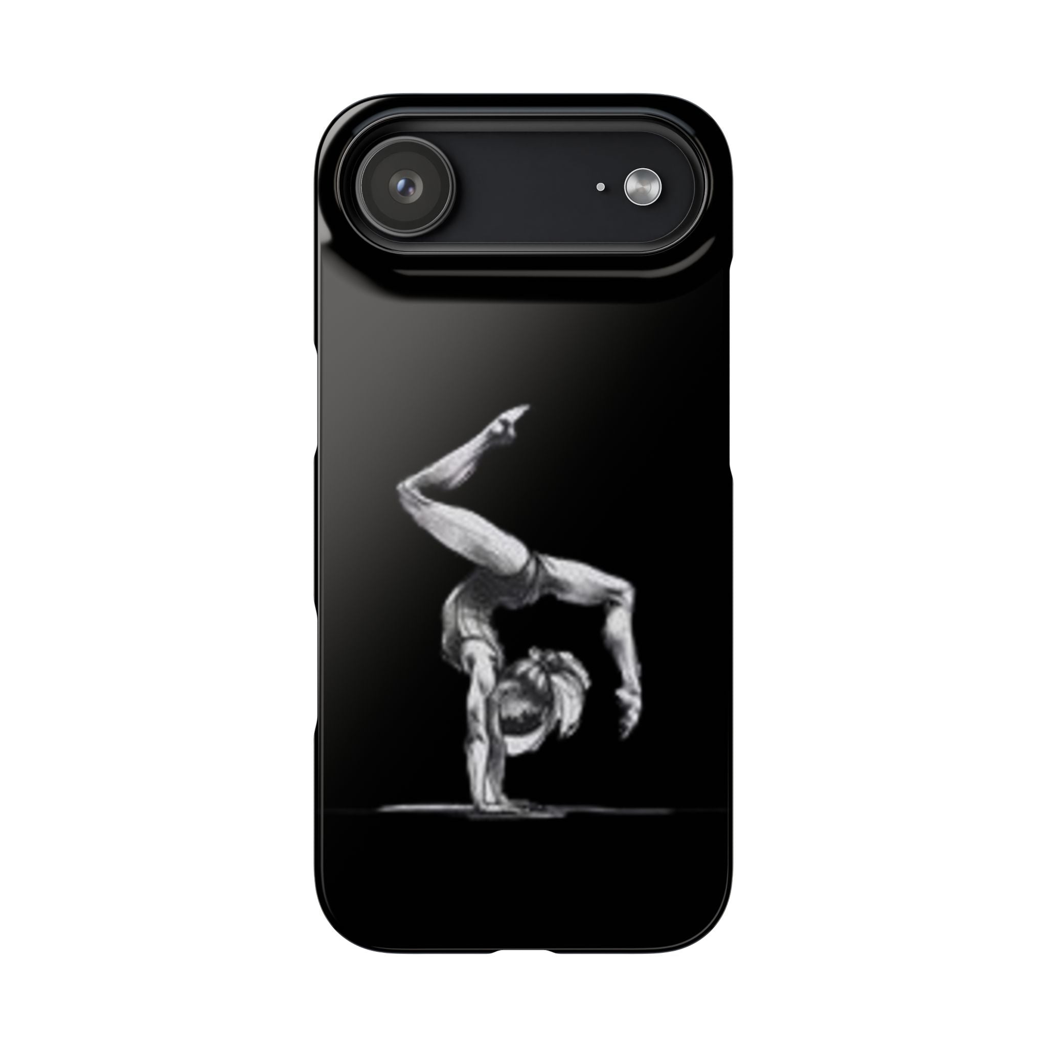 Gymnastics Phone Case — Black Chalk-Style Handstand Design