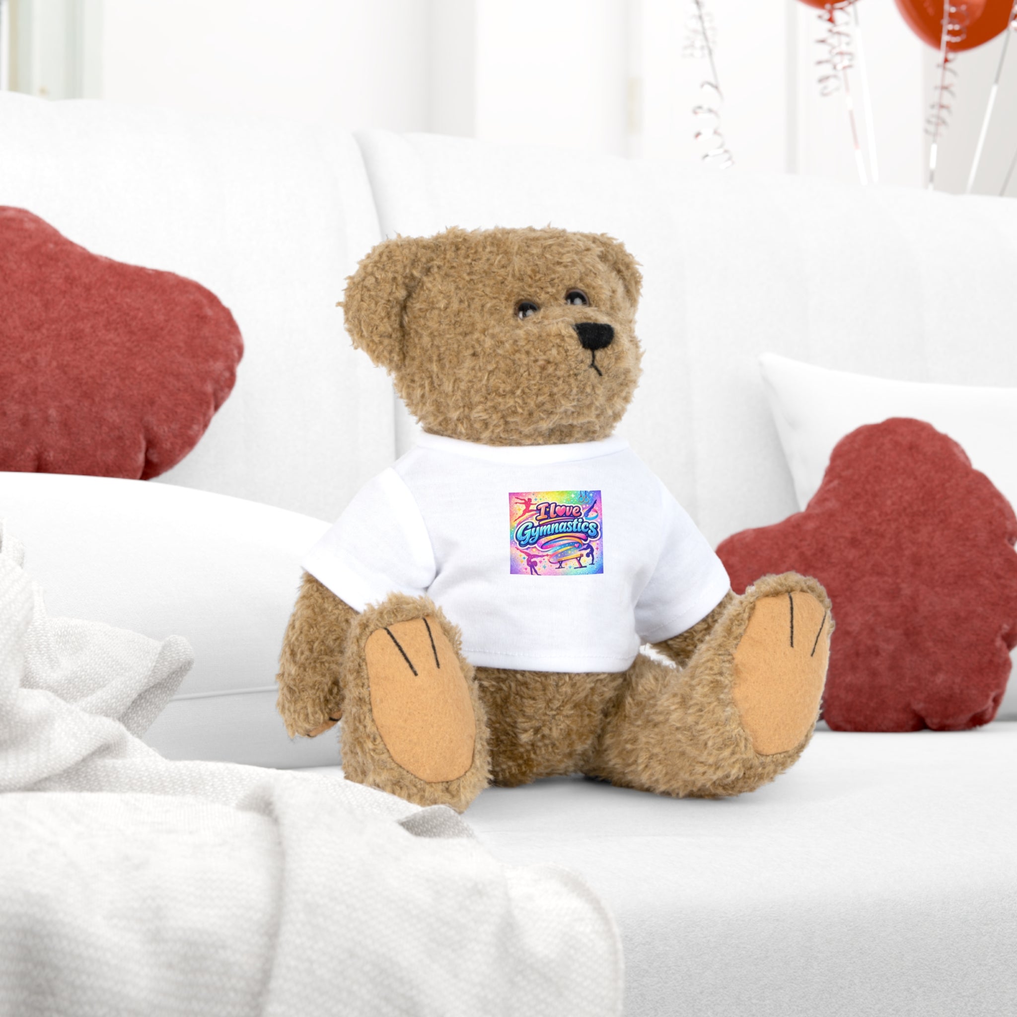 Gymnastics Teddy Bear Plush with 'I Love Gymnastics' T‑Shirt