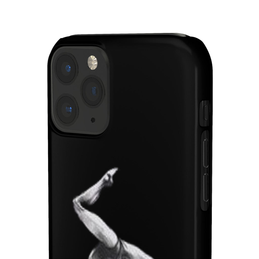 Coach Gymnastics Phone Case — Black Snap Phone Cover with Gymnast Silhouette