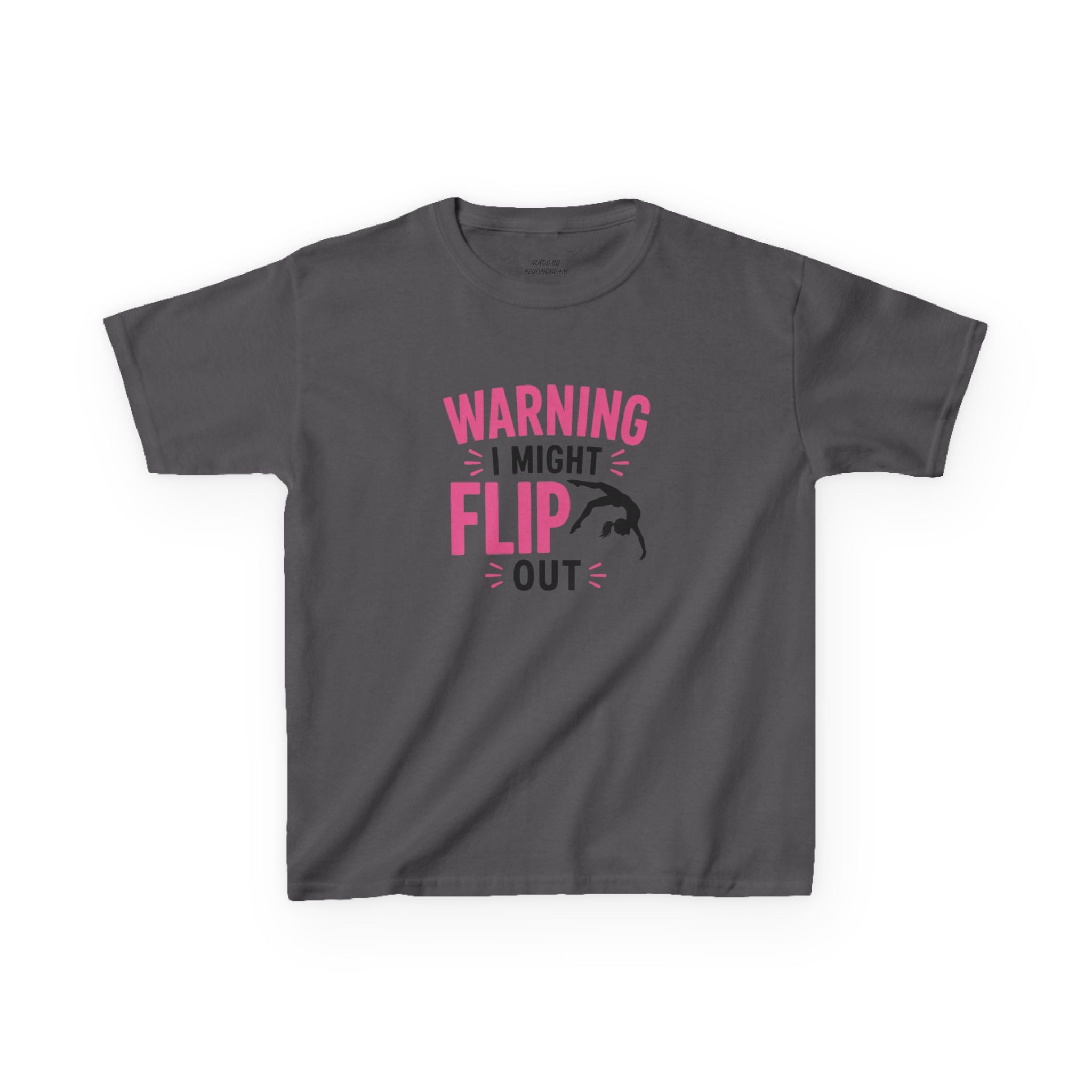 Kids T-Shirt — "Warning I Might Flip Out" Gymnastics Tee