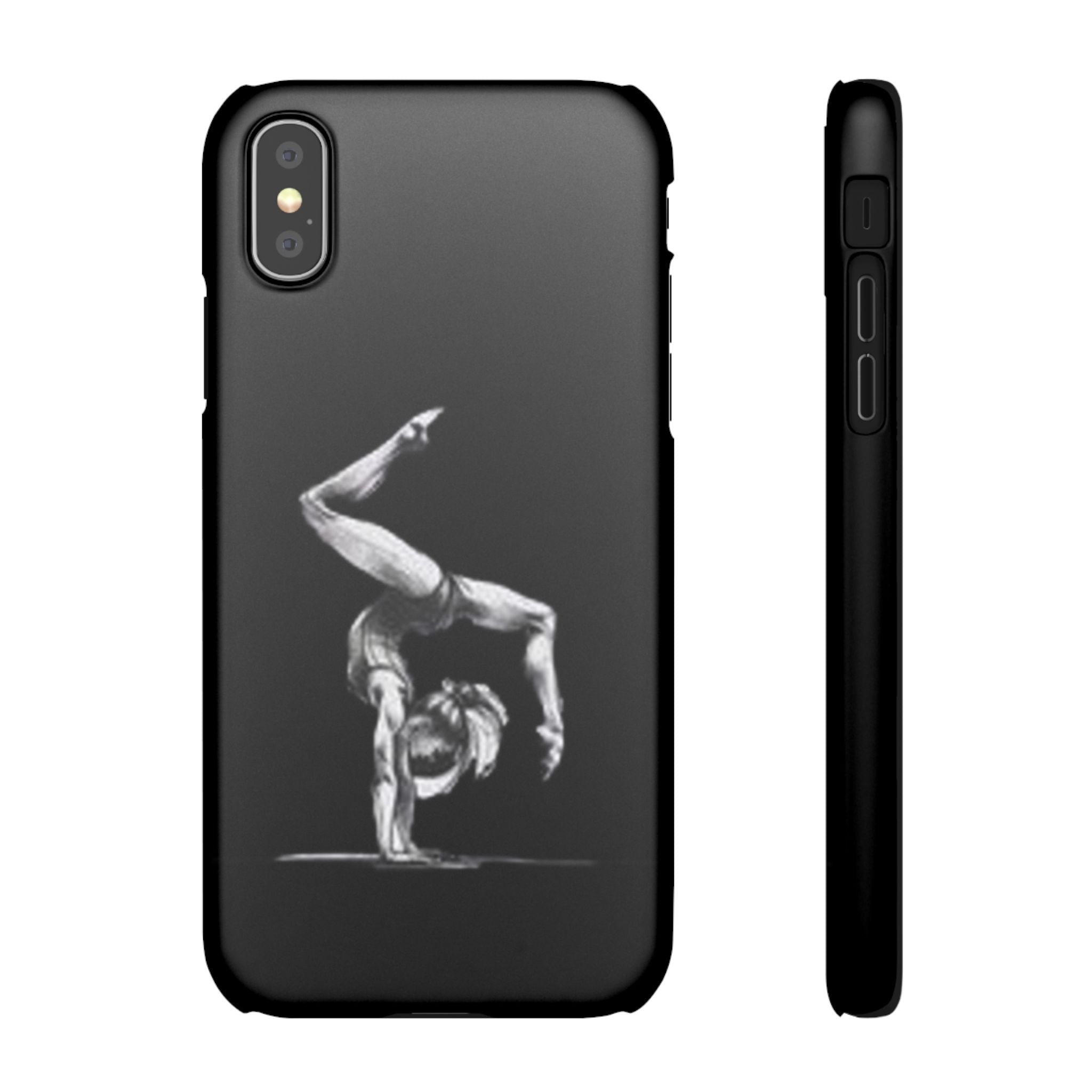 Gymnastics Phone Case — Black Chalk-Style Handstand Design