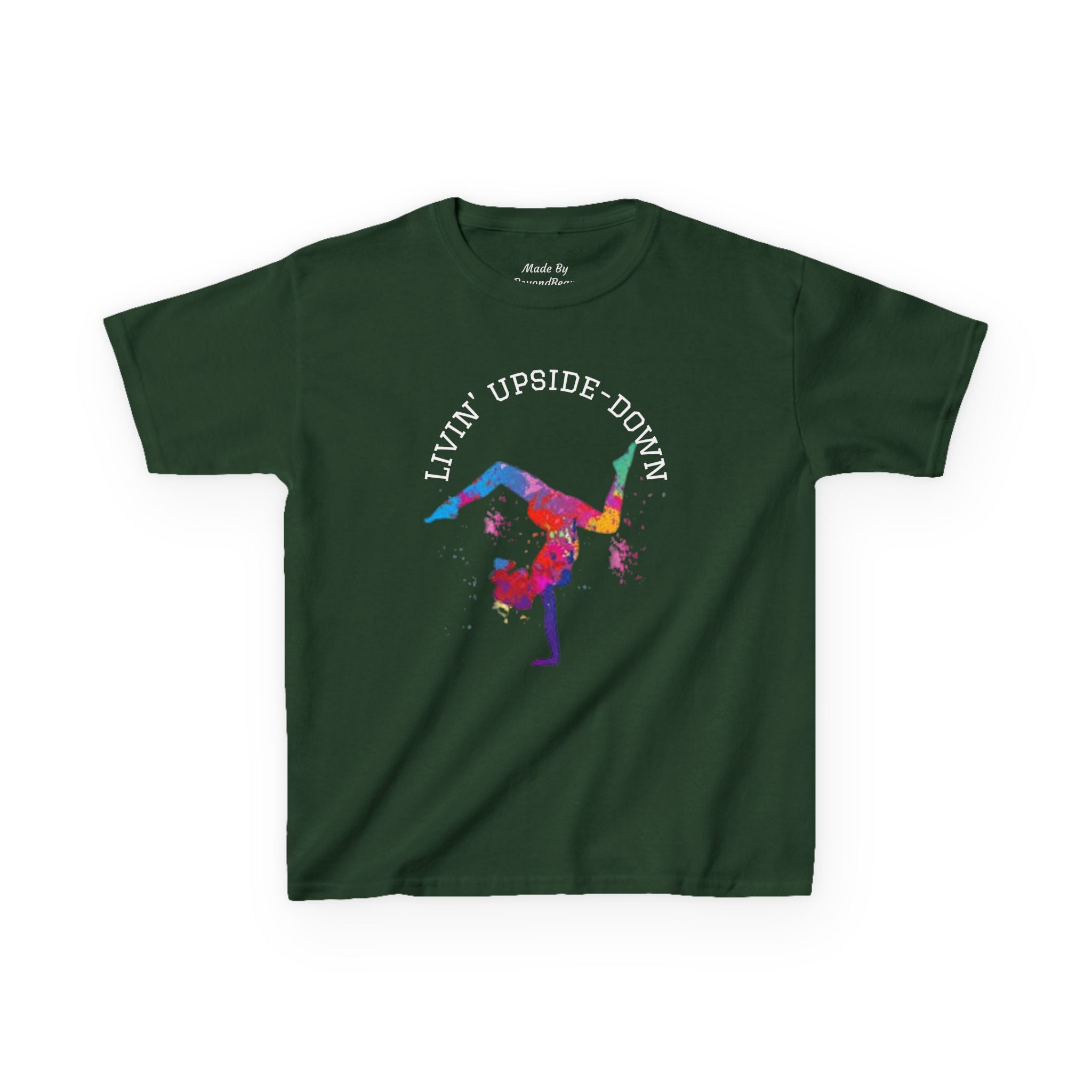 Colorful Gymnastics Kids Tee - 'Livin' Upside Down' (Kids)