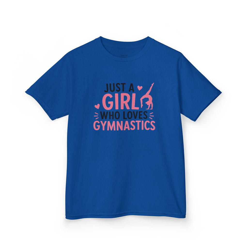 Kids Gymnastics T-Shirt - "Just a Girl Who Loves Gymnastics" Pink Design