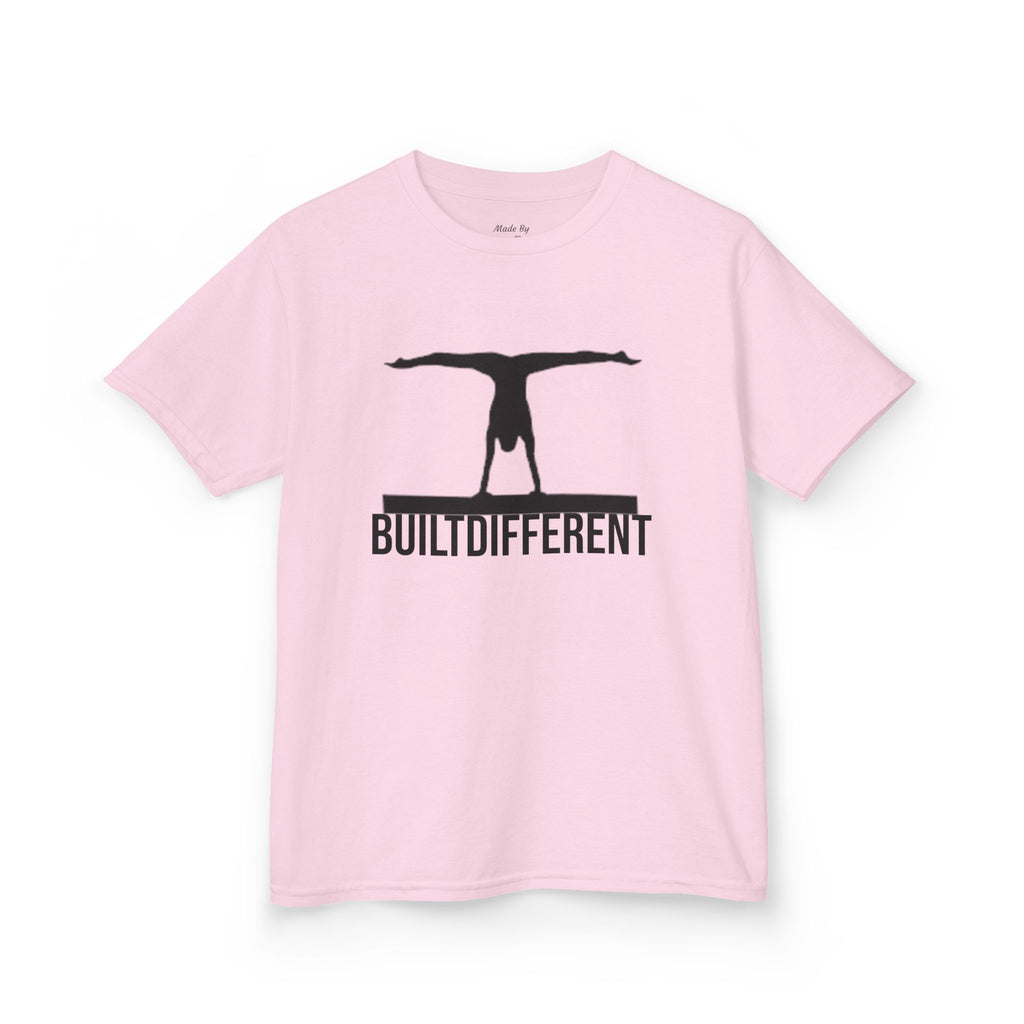 Kids T-Shirt — 'BUILTDIFFERENT' Gymnast Silhouette Tee