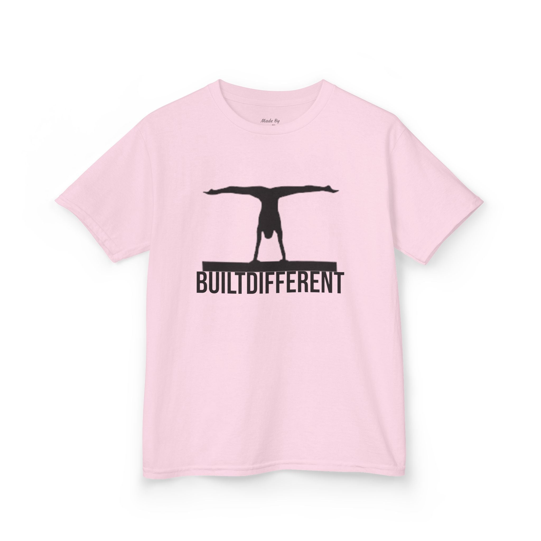 Kids T-Shirt — 'BUILTDIFFERENT' Gymnast Silhouette Tee