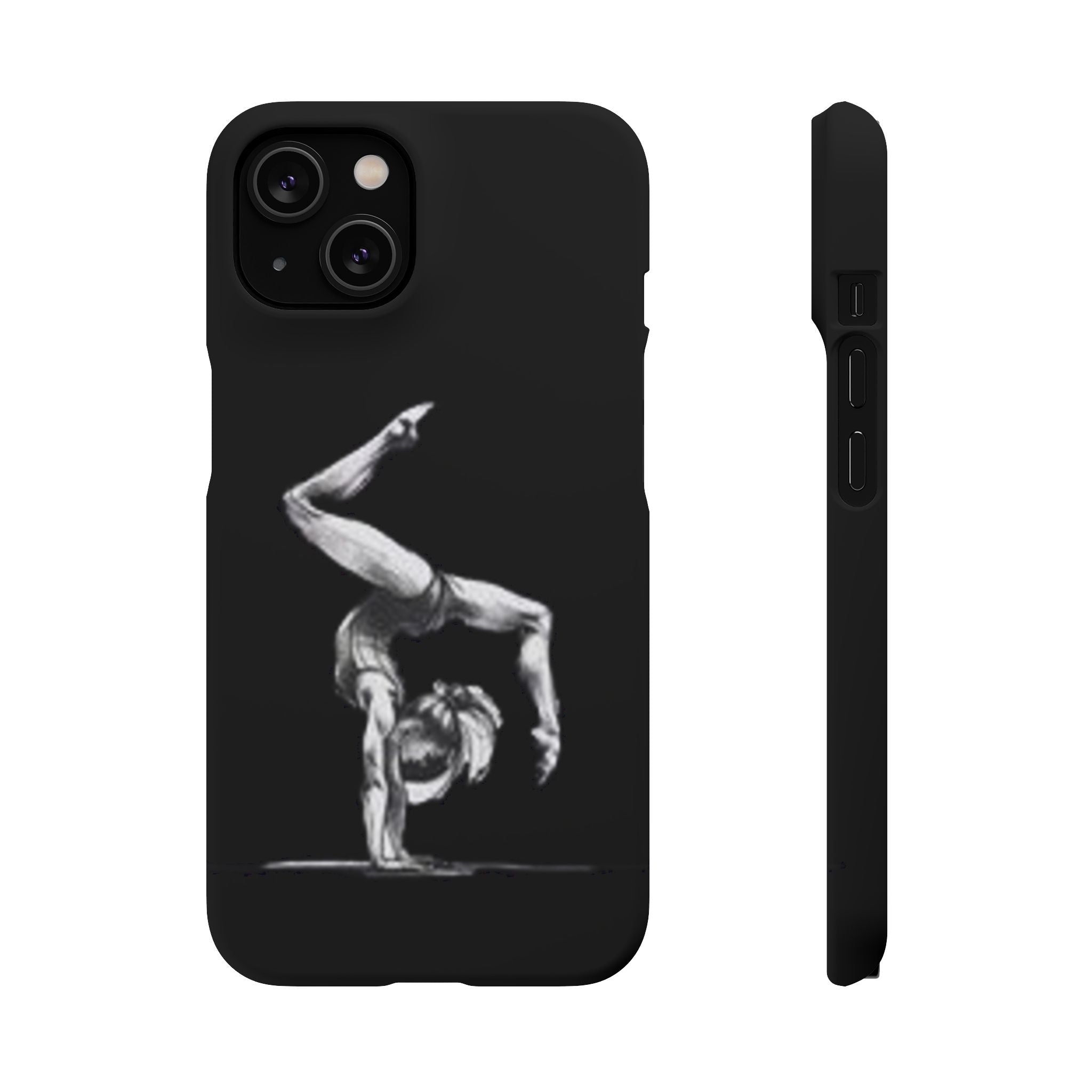Gymnastics Phone Case — Black Chalk-Style Handstand Design