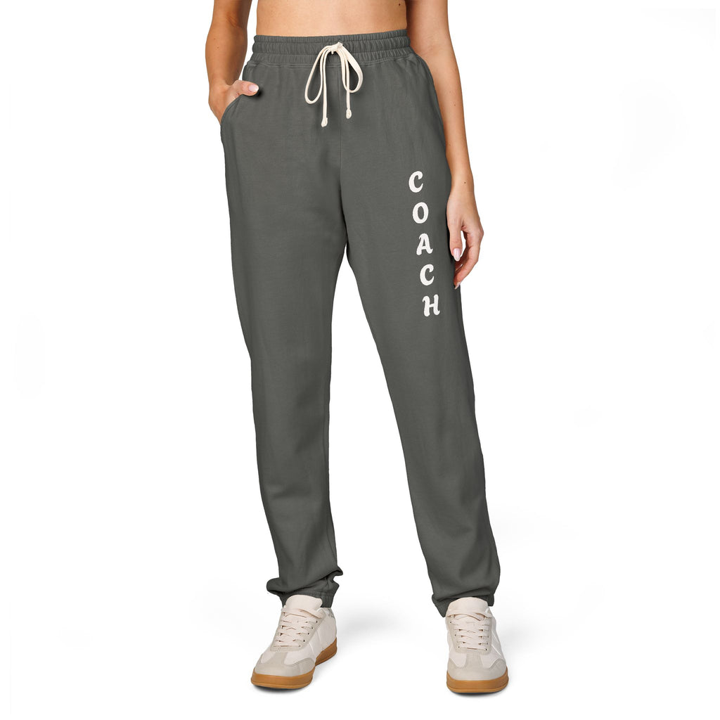 Adults Coach Vertical Logo Sweatpants — Garment-Dyed Fleece Joggers