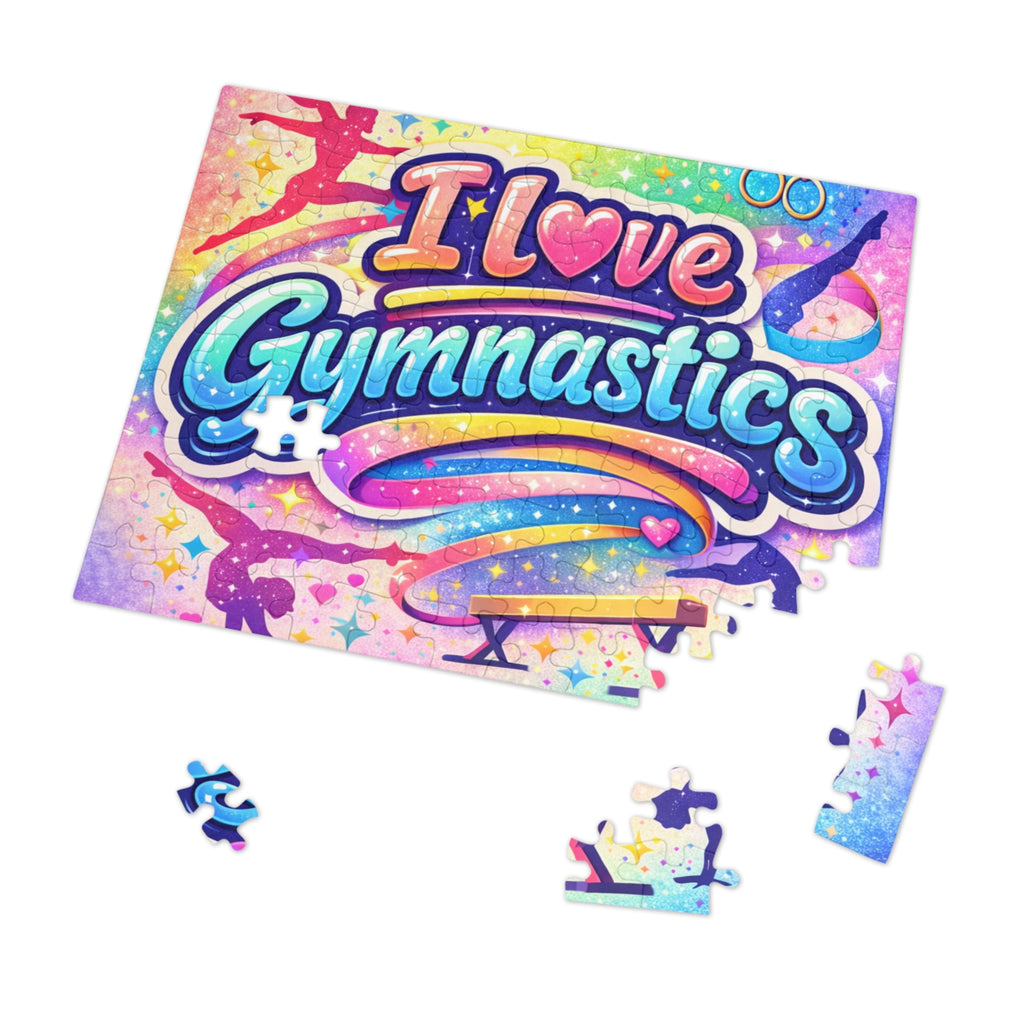 I Love Gymnastics Jigsaw Puzzle with Tin – Colorful Kids Gift