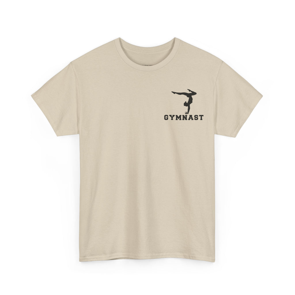 Gymnast Silhouette T-Shirt — "GYMNAST" Chest Logo Athletic Tee (Adults)