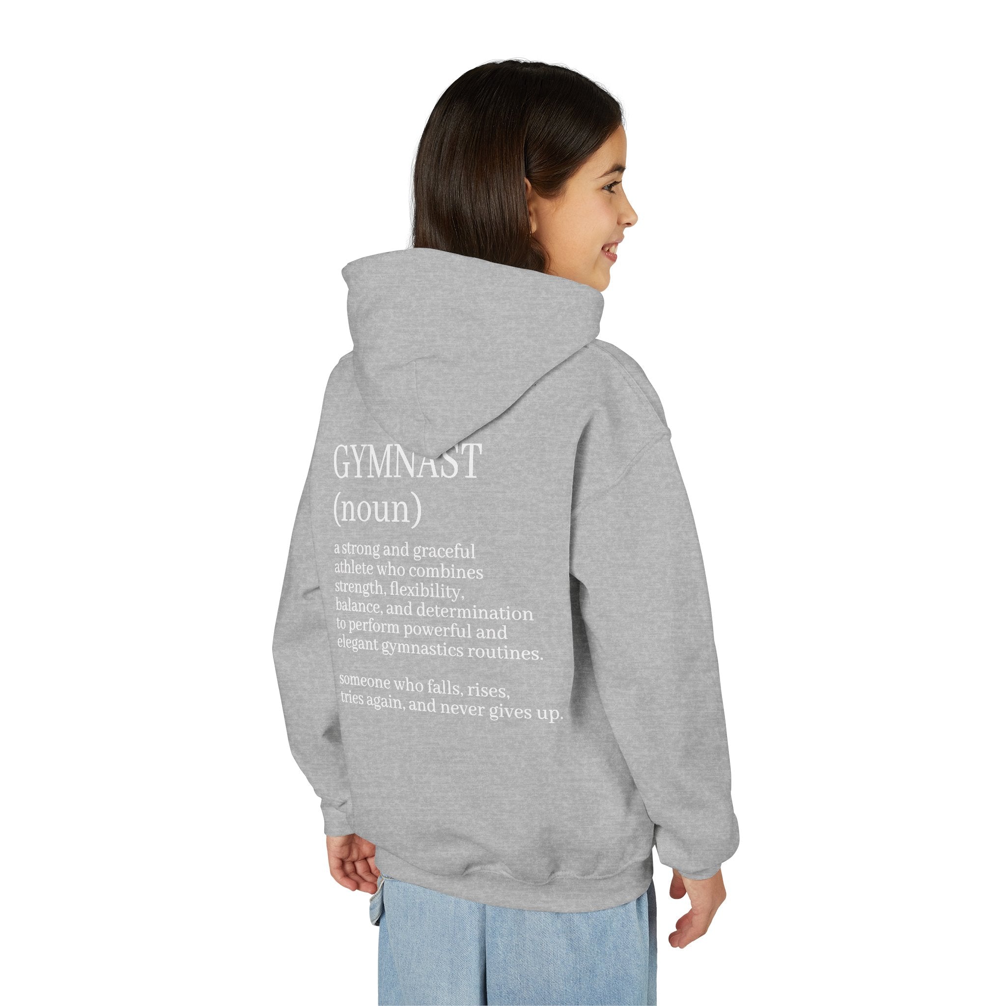 Gymnast Definition Youth Hoodie — Personalized 'NAME' Back-Print Sweatshirt