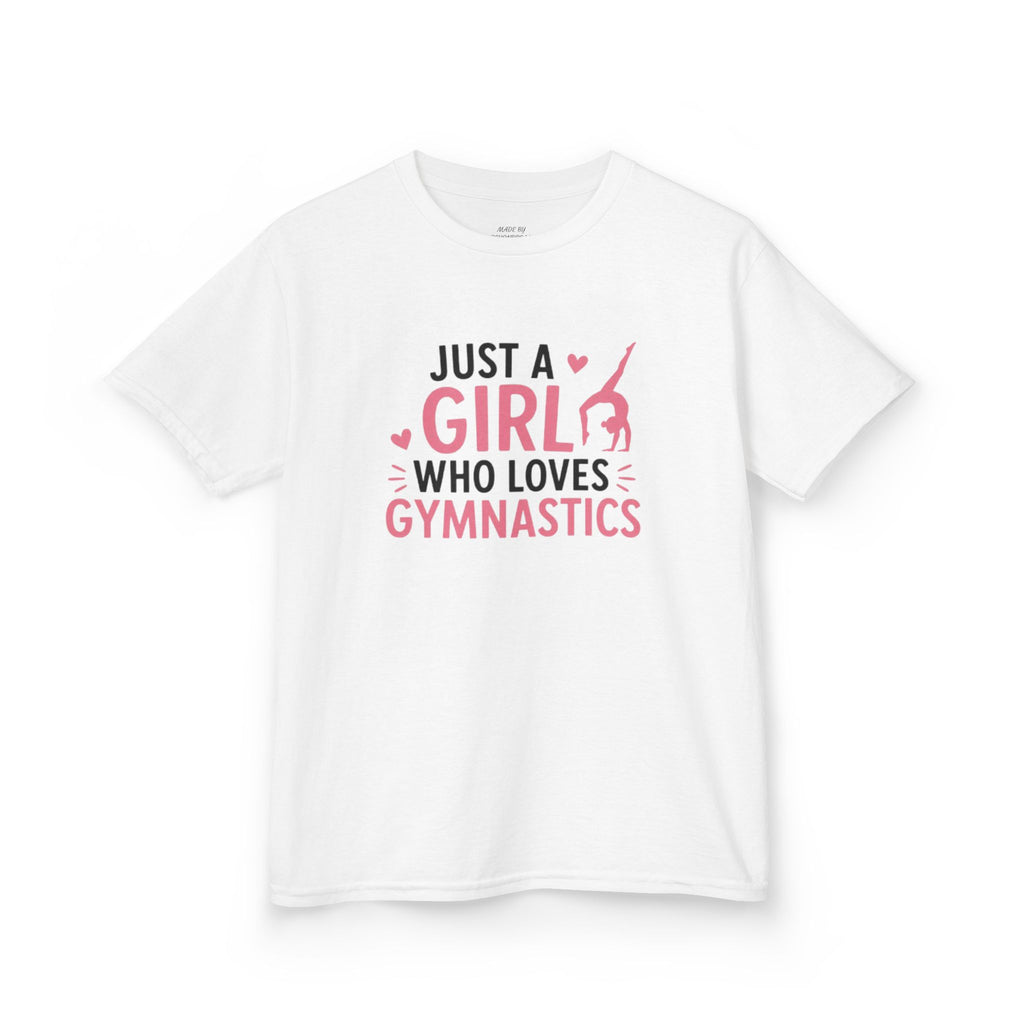Kids Gymnastics T-Shirt - "Just a Girl Who Loves Gymnastics" Pink Design