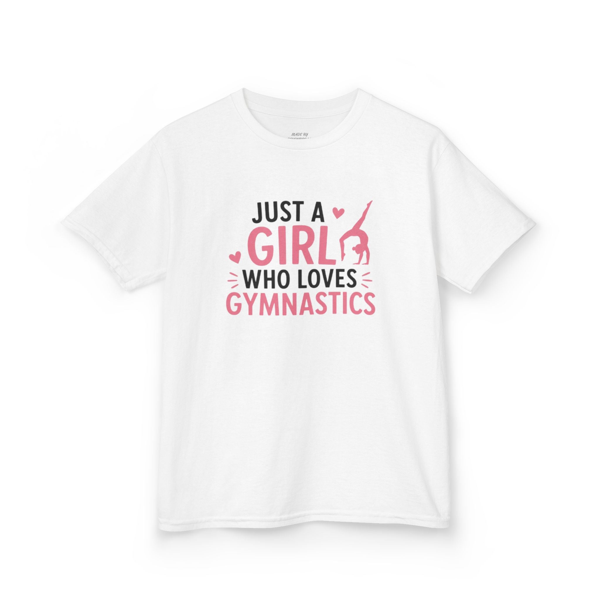 Kids Gymnastics T-Shirt - "Just a Girl Who Loves Gymnastics" Pink Design