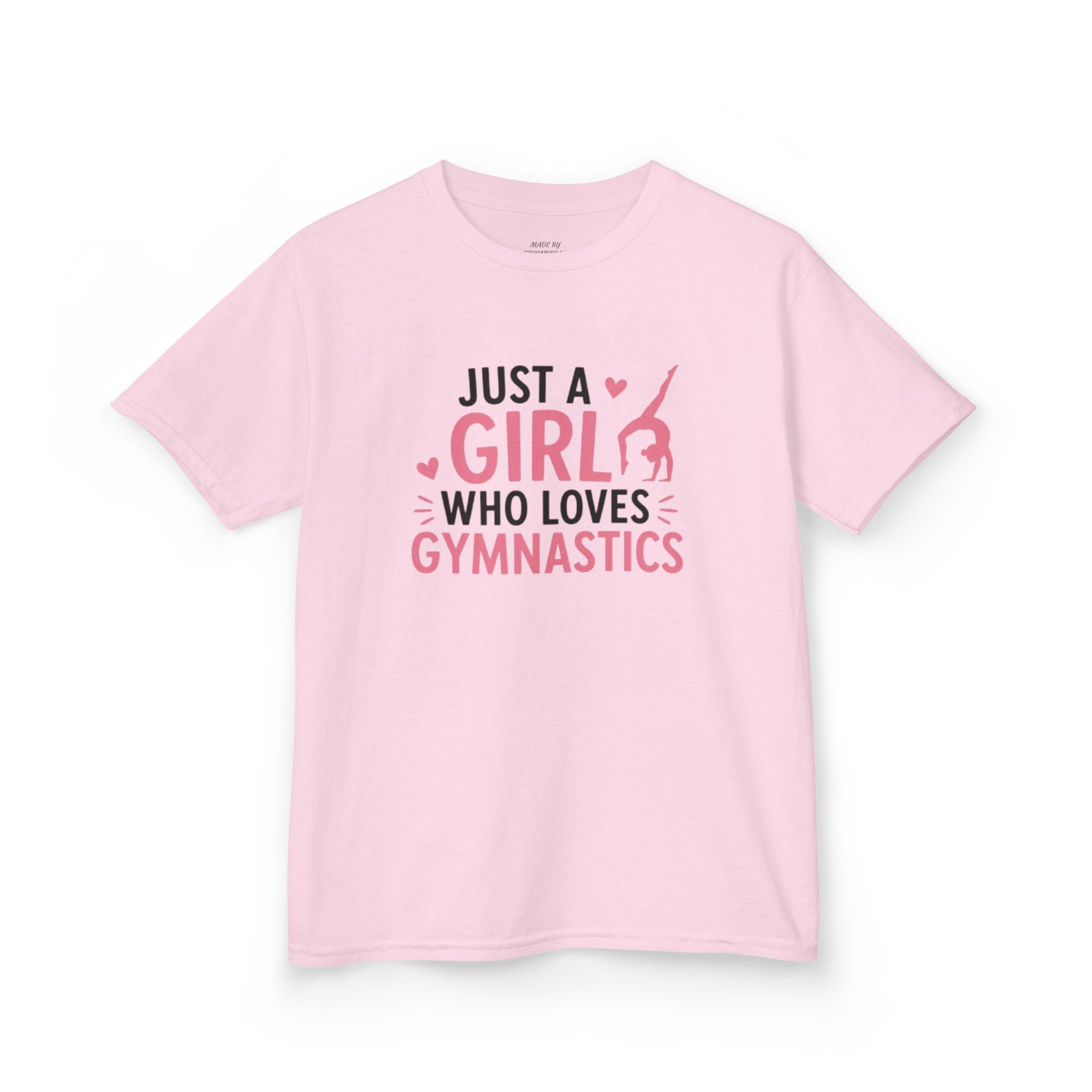 Kids Gymnastics T-Shirt - "Just a Girl Who Loves Gymnastics" Pink Design