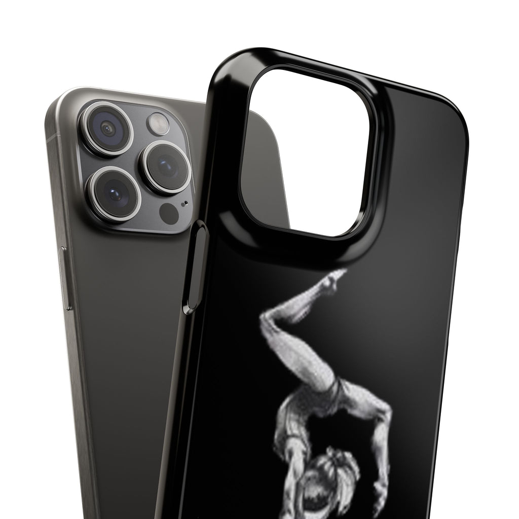 Coach Gymnastics Phone Case — Black Snap Phone Cover with Gymnast Silhouette