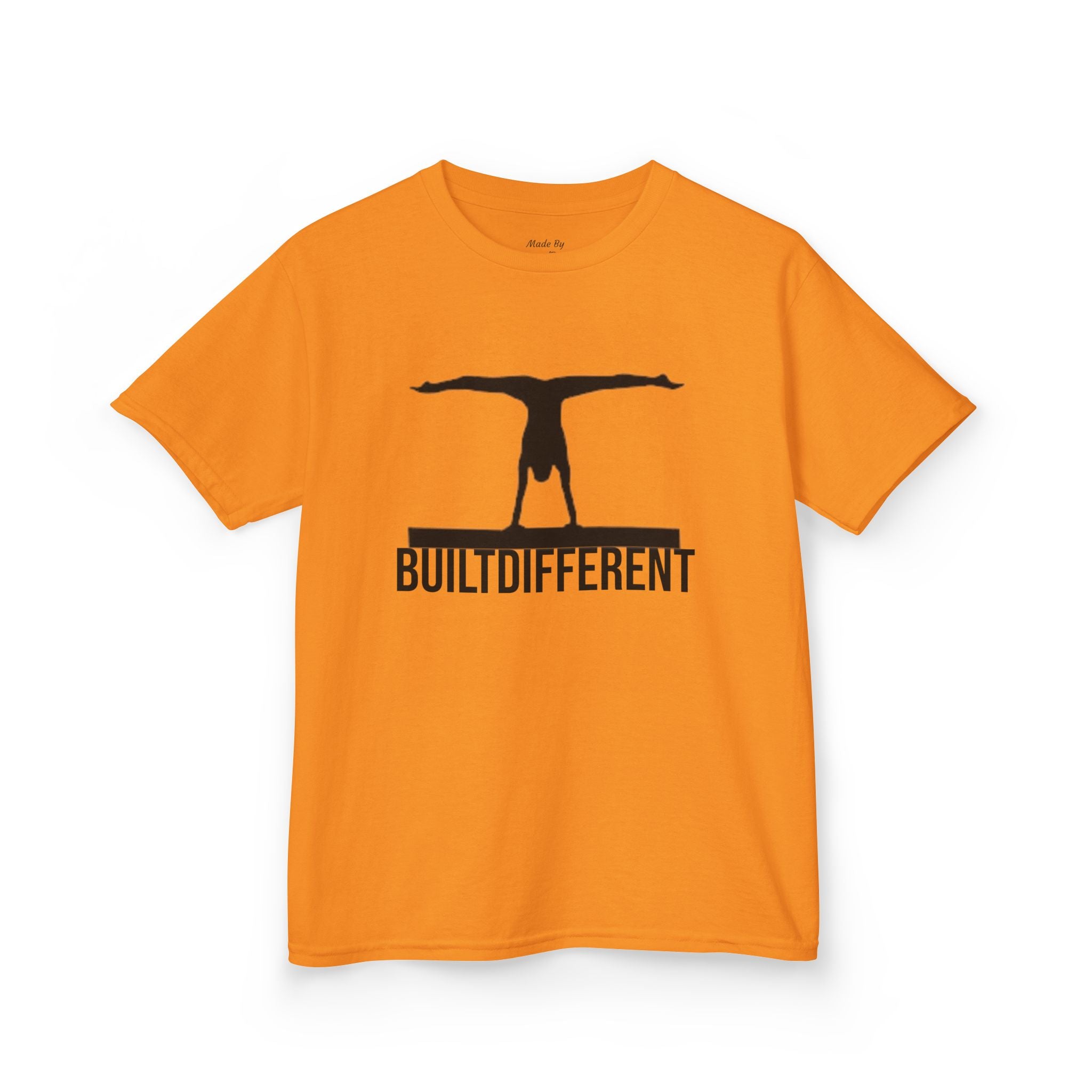 Kids T-Shirt — 'BUILTDIFFERENT' Gymnast Silhouette Tee
