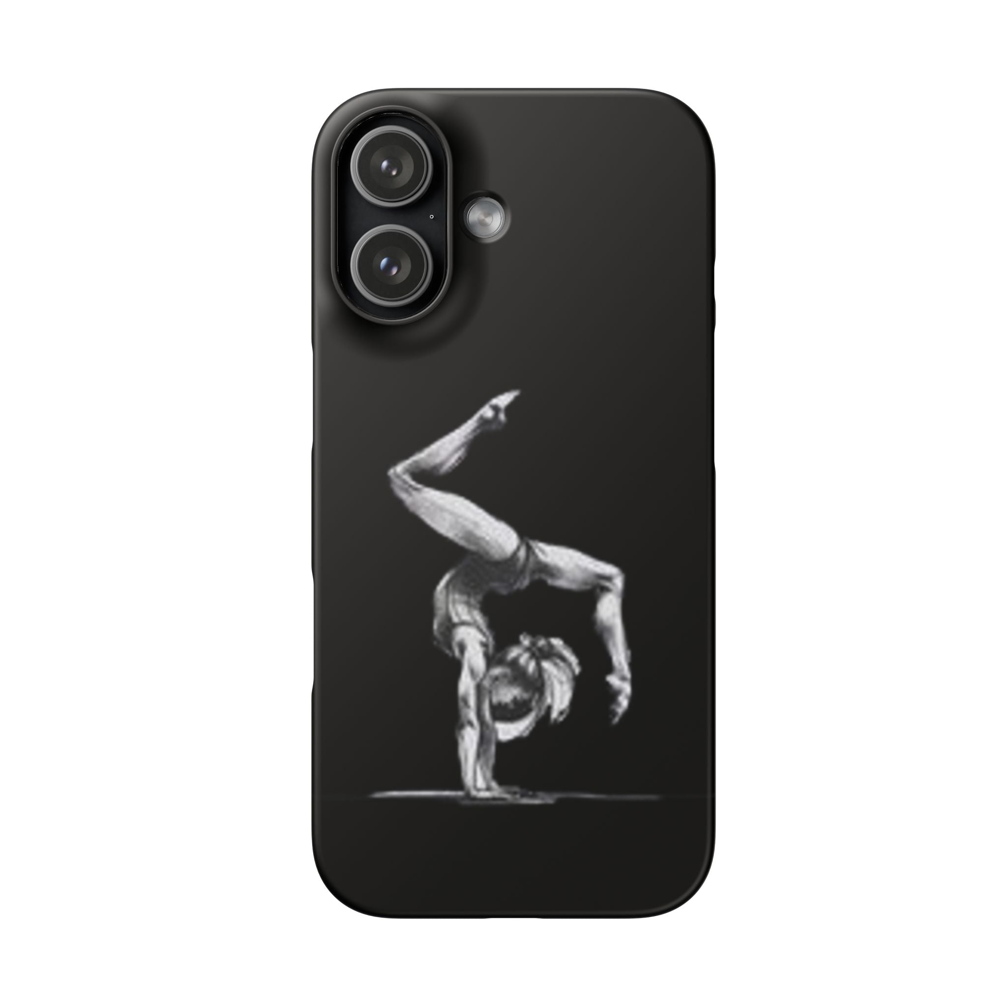 Gymnastics Phone Case — Black Chalk-Style Handstand Design