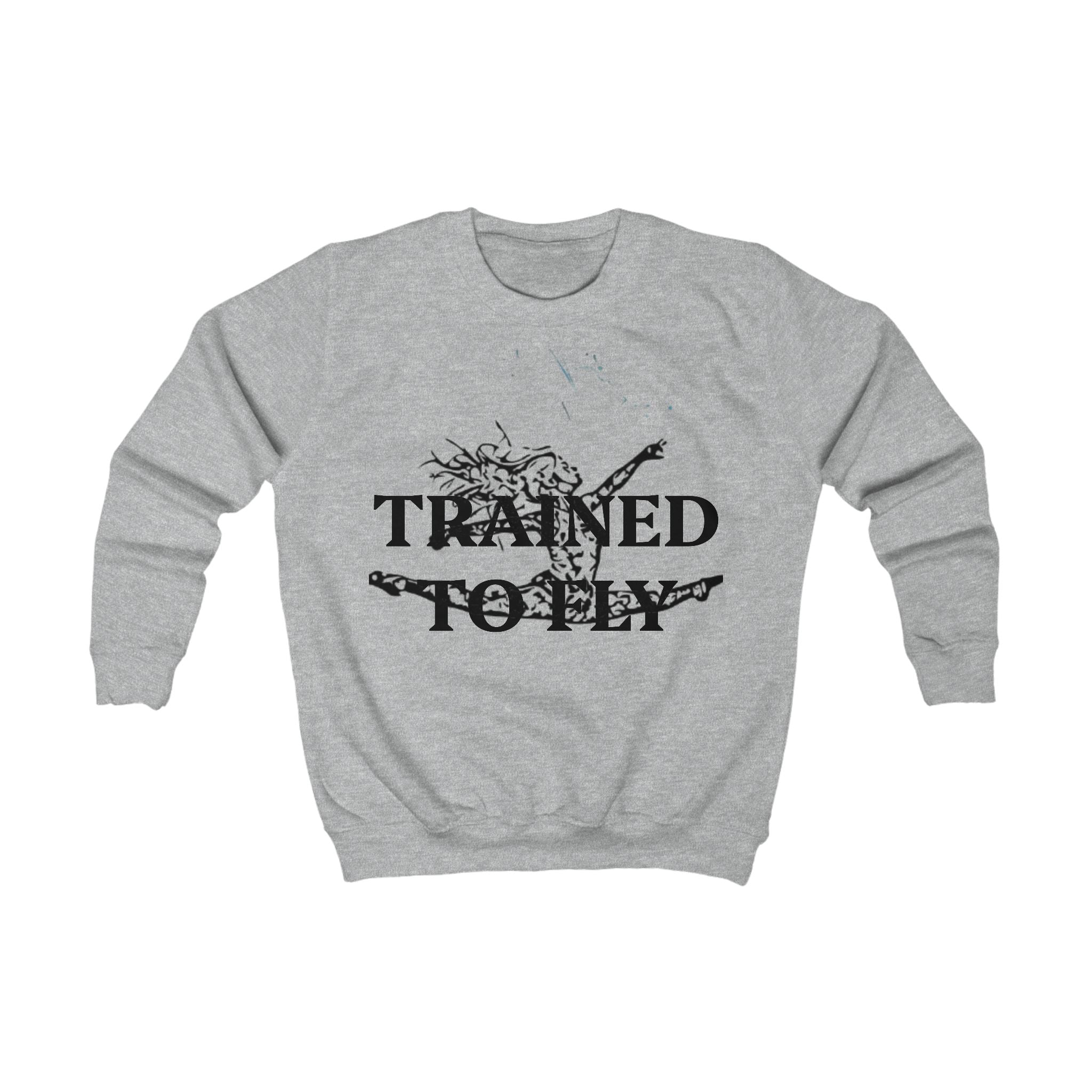 Kids Sweatshirt — "Trained to Fly" Black Graphic Gymnastics Crewneck