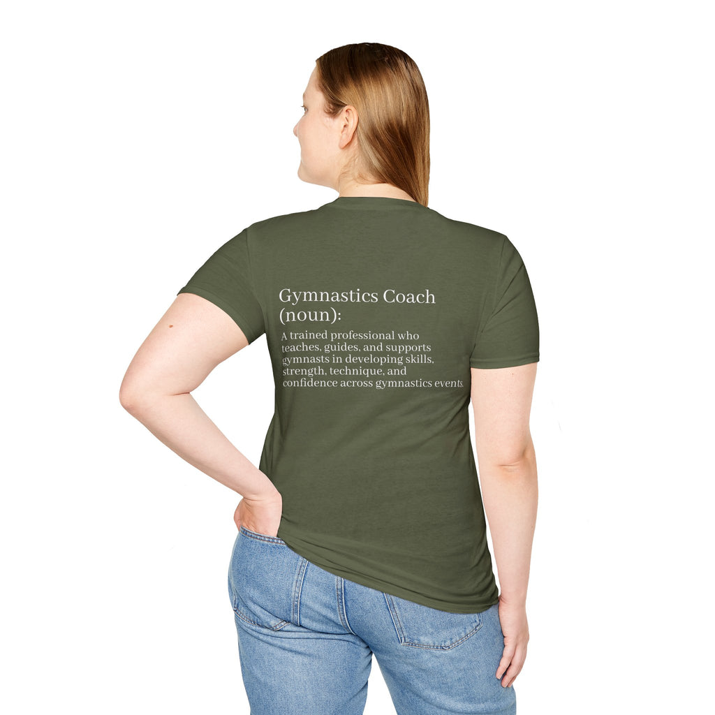 Adults Gymnastics Coach Definition T-Shirt — Back-Print Gift for Coaches