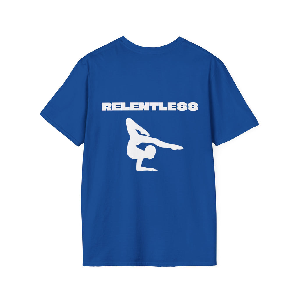 Relentless Gymnastics T-Shirt — Back Silhouette Athletic Tee (Adults)
