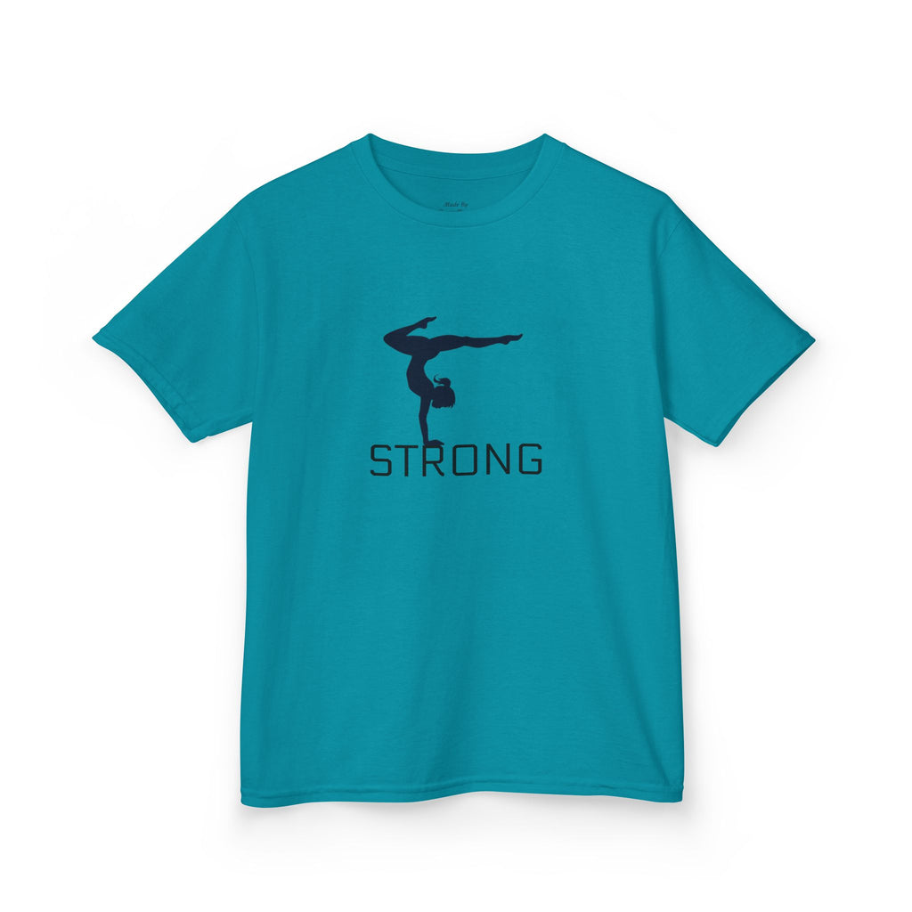 Kids Gymnastics Tee — 'STRONG' Handstand Silhouette Shirt