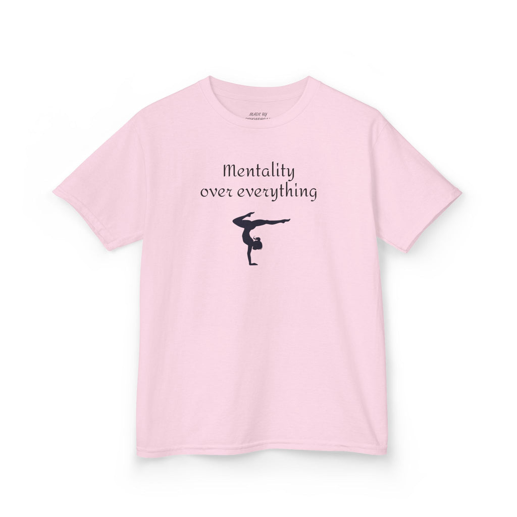 Kids Tee — “Mentality Over Everything” Gymnast Silhouette Shirt