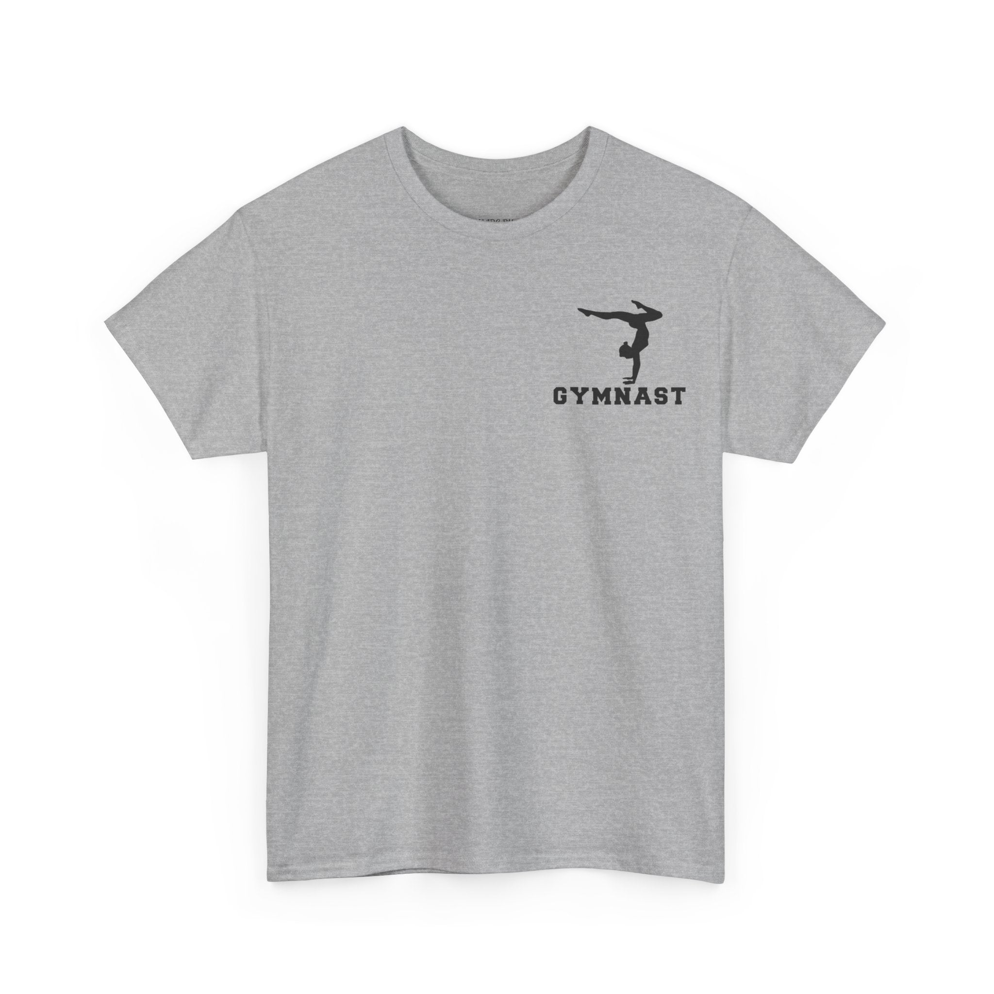 Gymnast Silhouette T-Shirt — "GYMNAST" Chest Logo Athletic Tee (Adults)
