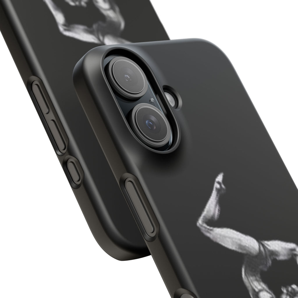 Gymnastics Phone Case — Black Chalk-Style Handstand Design