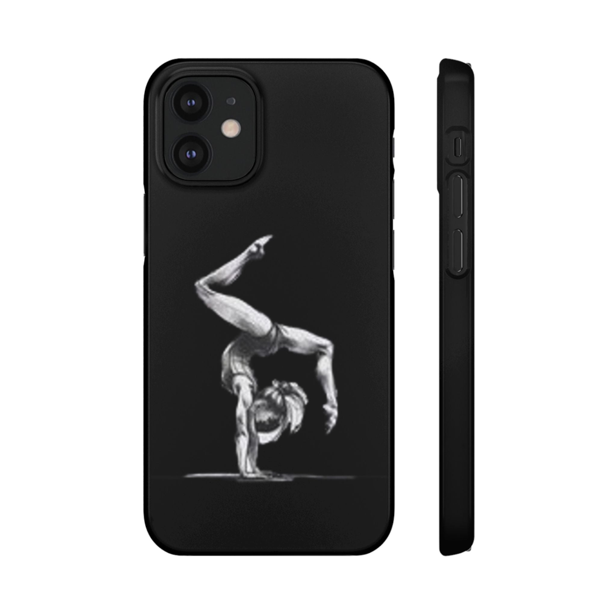 Gymnastics Phone Case — Black Chalk-Style Handstand Design