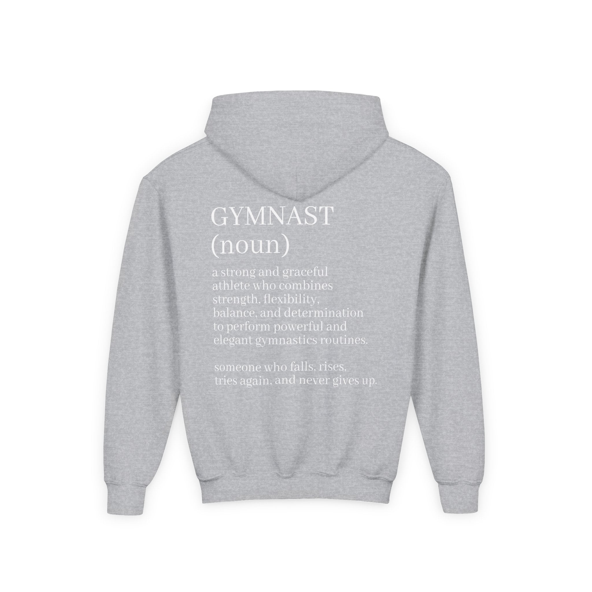 Gymnast Definition Youth Hoodie — Personalized 'NAME' Back-Print Sweatshirt