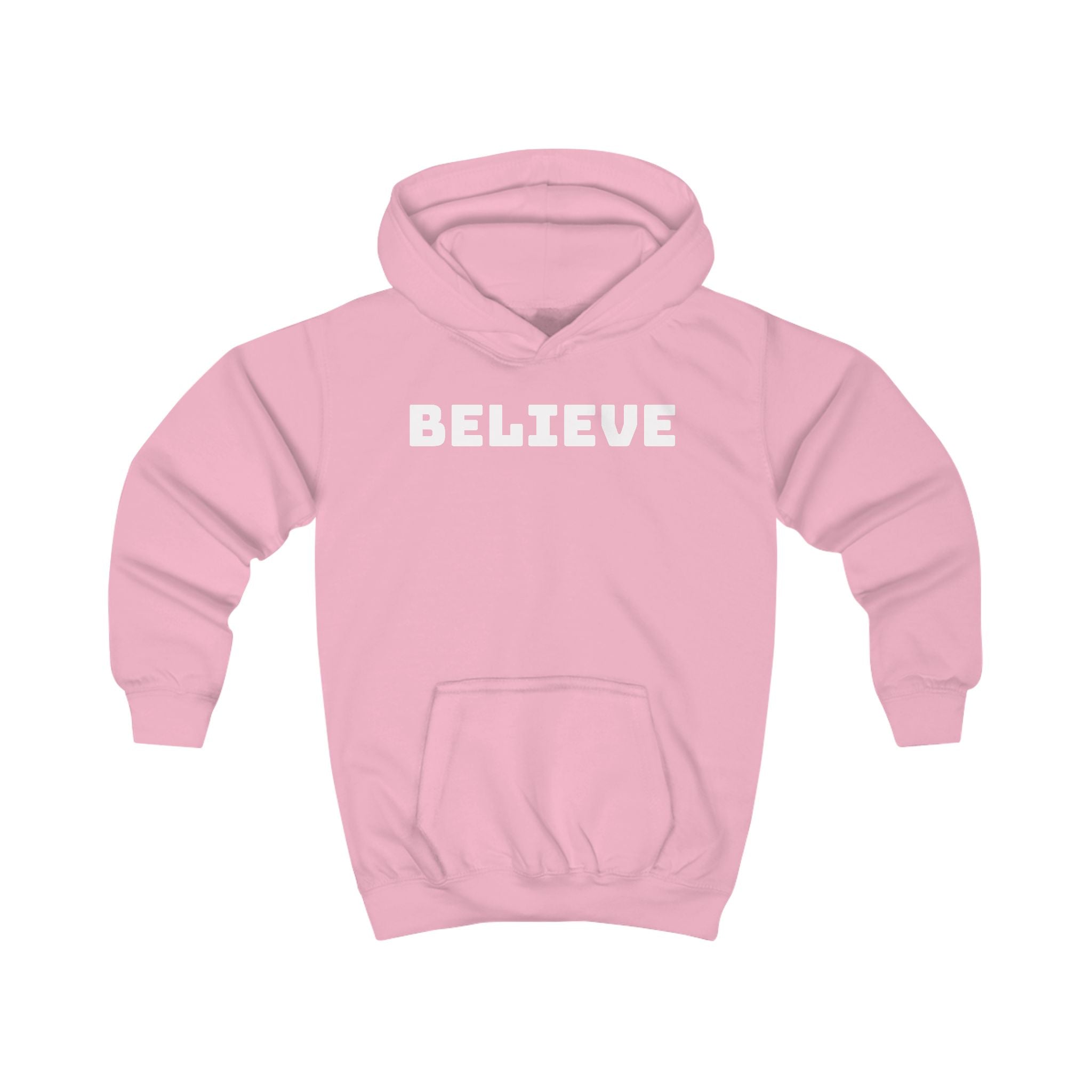 Kids Hoodie — 'BELIEVE' Yellow Kids Hoodie with Silhouette Back Graphic