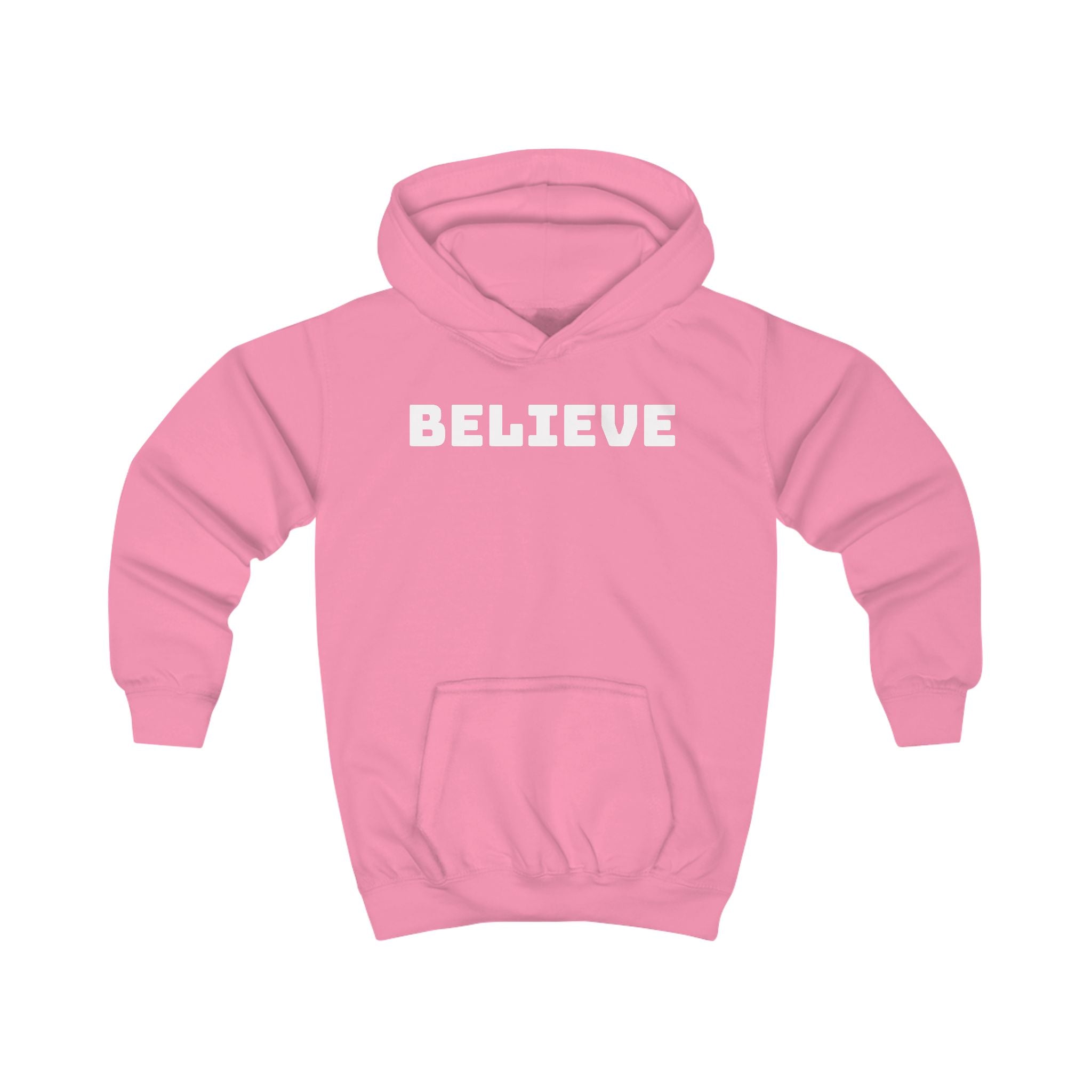 Kids Hoodie — 'BELIEVE' Yellow Kids Hoodie with Silhouette Back Graphic