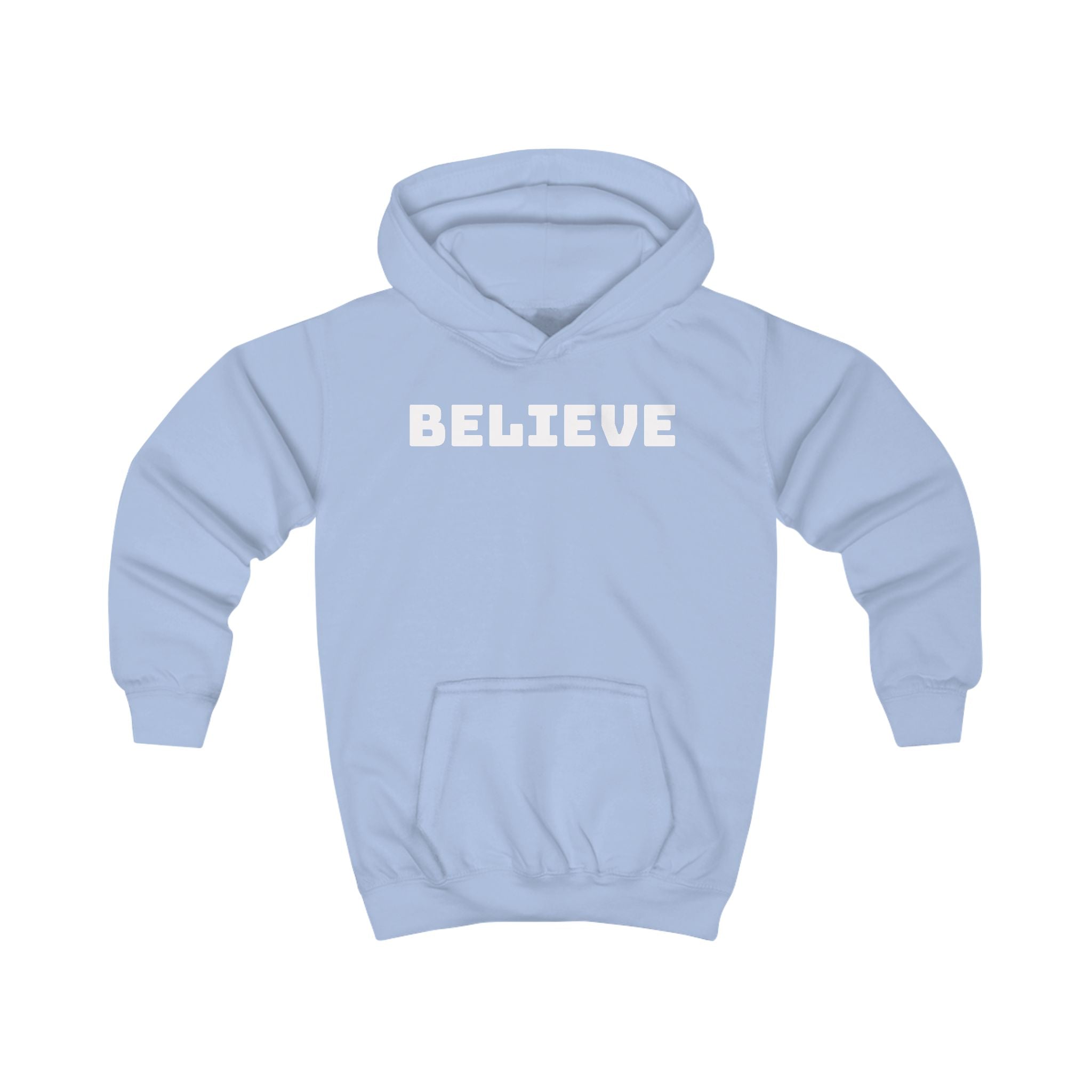 Kids Hoodie — 'BELIEVE' Yellow Kids Hoodie with Silhouette Back Graphic