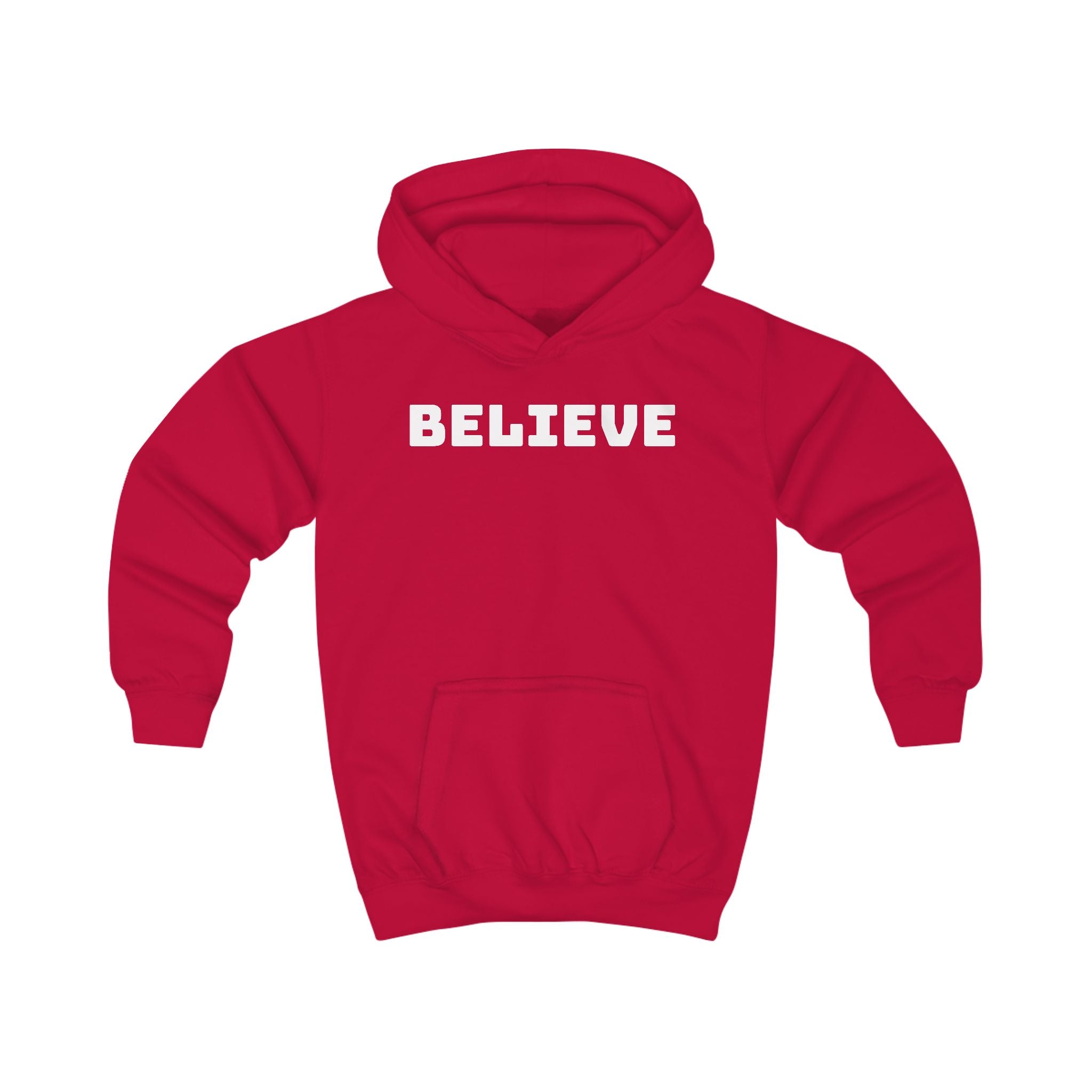 Kids Hoodie — 'BELIEVE' Yellow Kids Hoodie with Silhouette Back Graphic