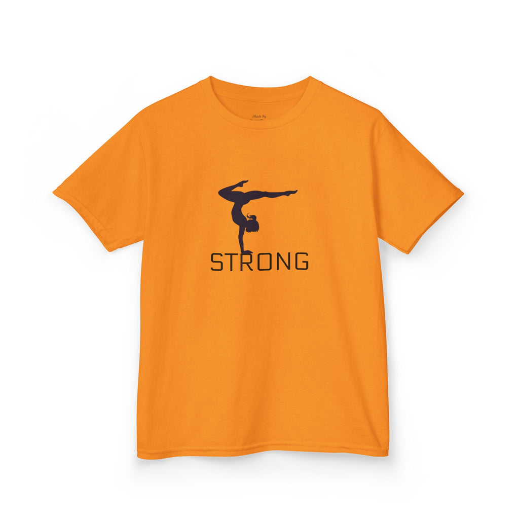Kids Gymnastics Tee — 'STRONG' Handstand Silhouette Shirt