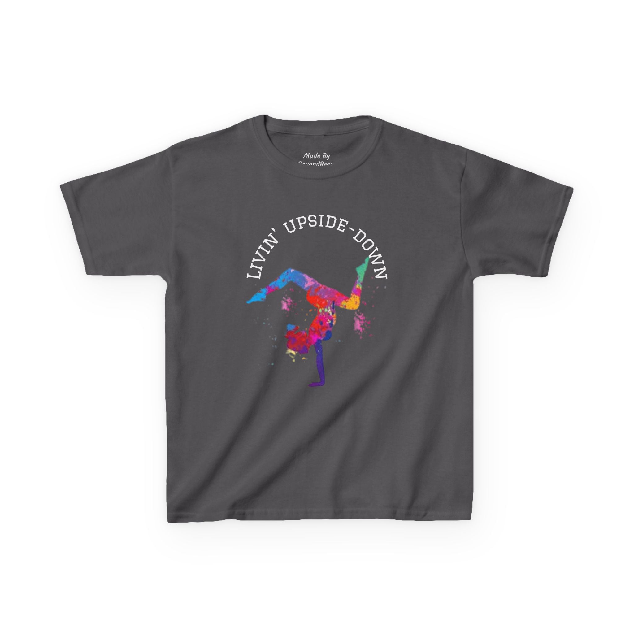 Colorful Gymnastics Kids Tee - 'Livin' Upside Down' (Kids)