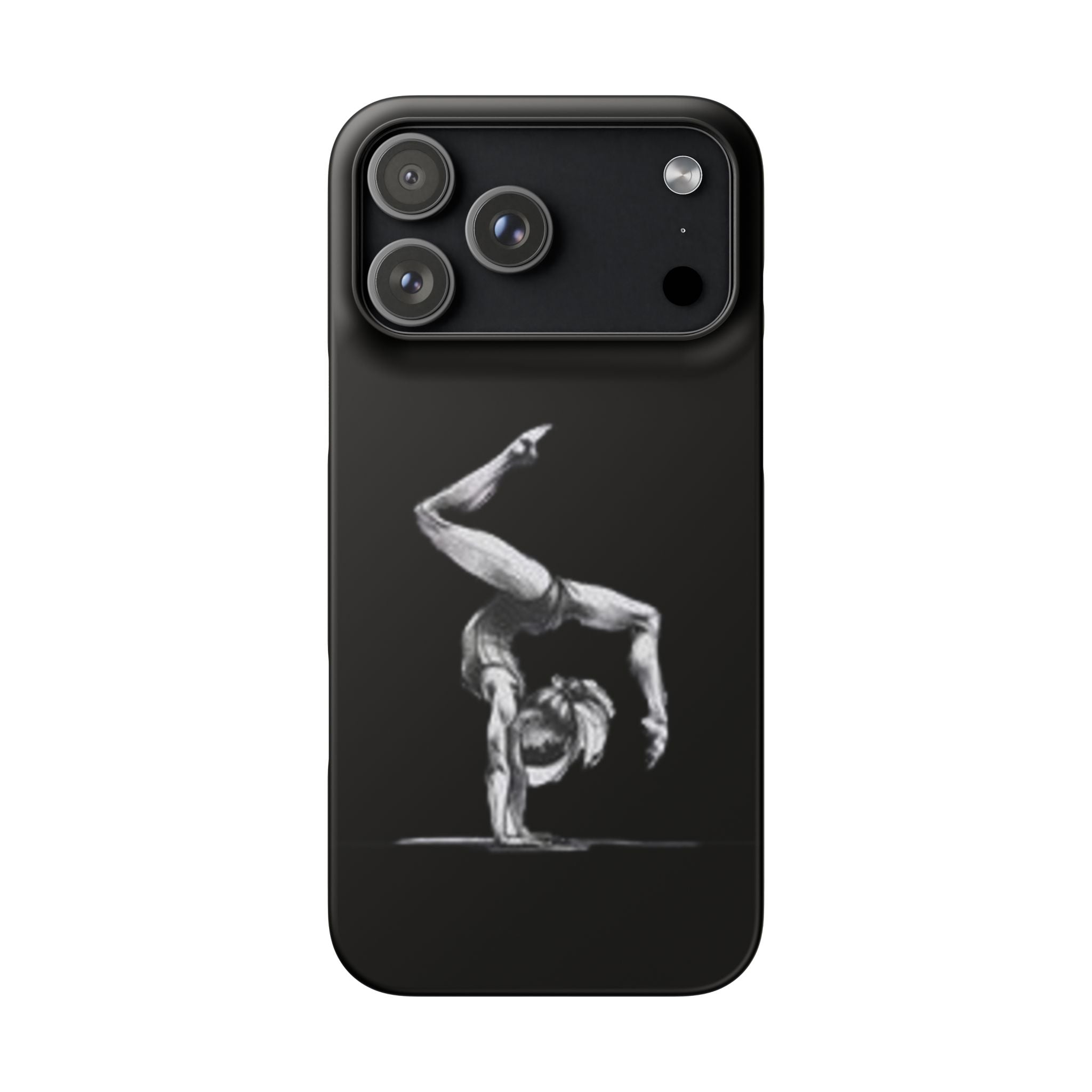 Gymnastics Phone Case — Black Chalk-Style Handstand Design