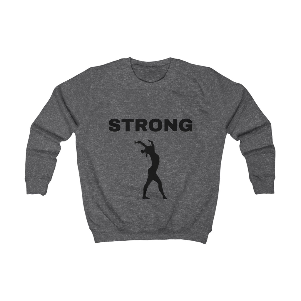 Kids Sweatshirt "STRONG" with Athletic Silhouette – Motivational Youth Crewneck