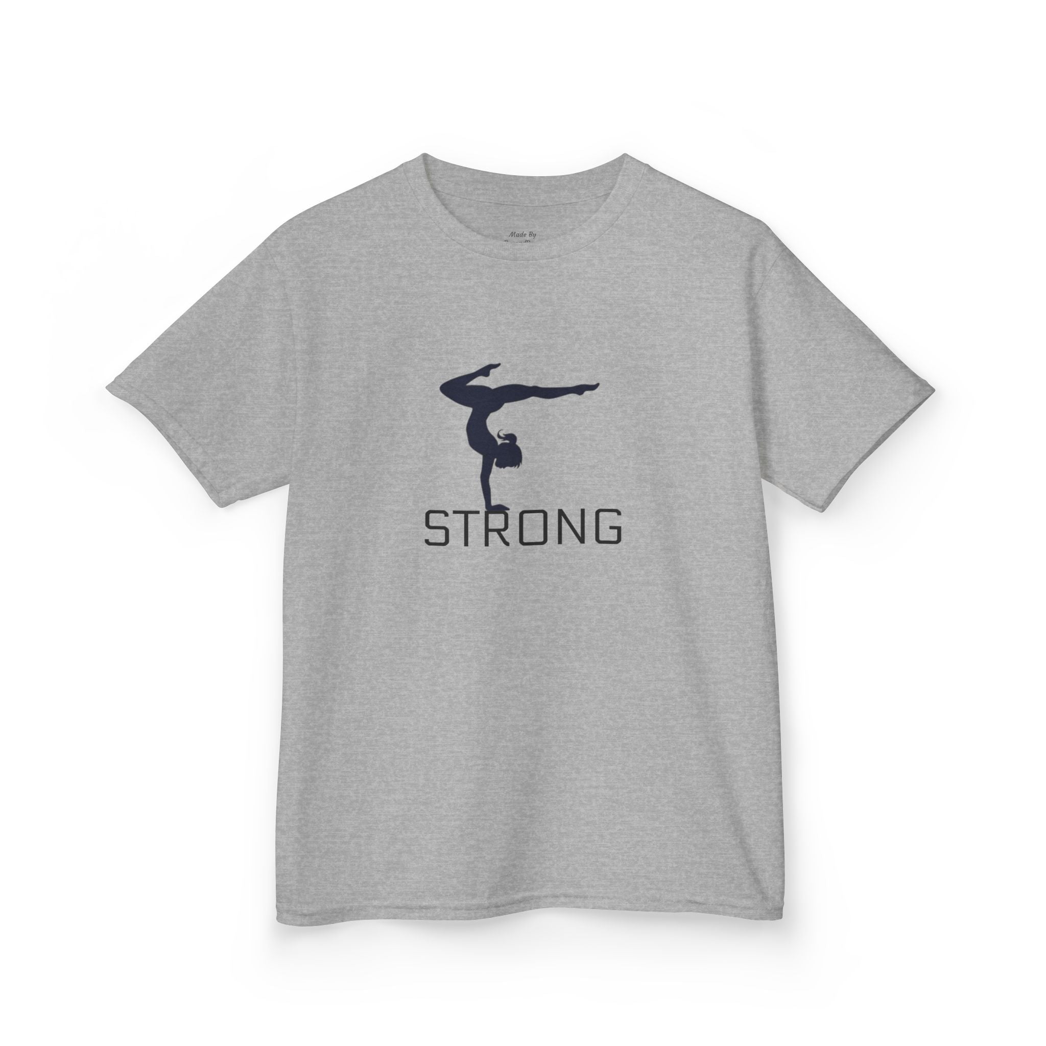 Kids Gymnastics Tee — 'STRONG' Handstand Silhouette Shirt