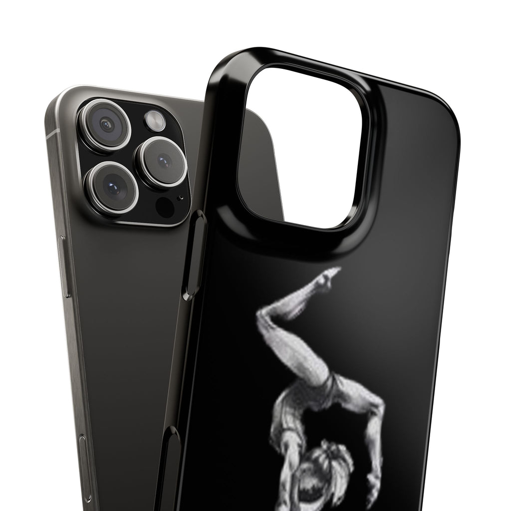 Coach Gymnastics Phone Case — Black Snap Phone Cover with Gymnast Silhouette