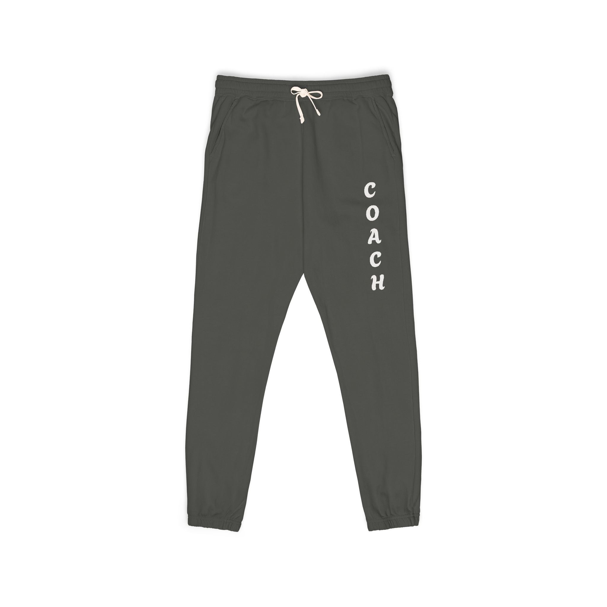 Adults Coach Vertical Logo Sweatpants — Garment-Dyed Fleece Joggers