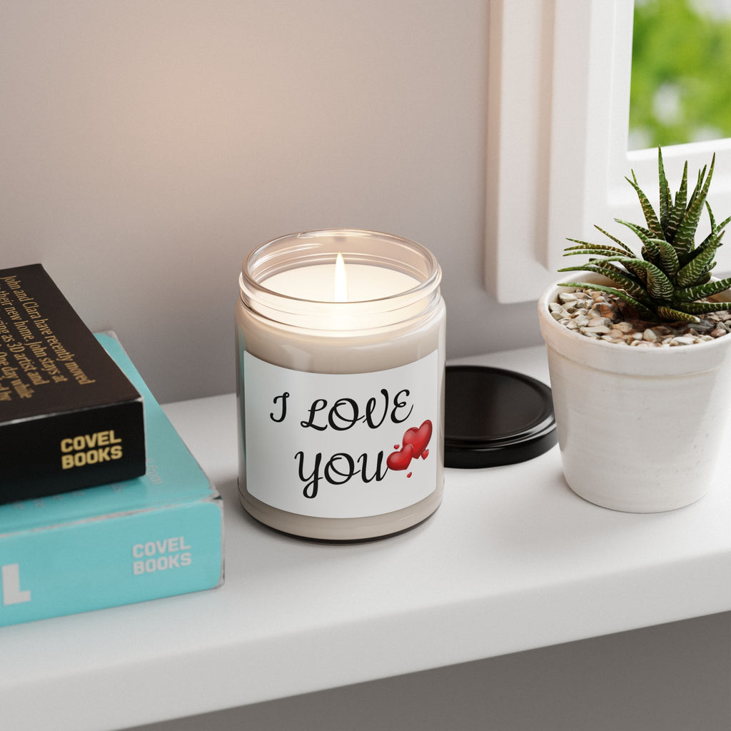 I Love You Scented Soy Candle — 9oz Romantic Gift Candle with Heart Design