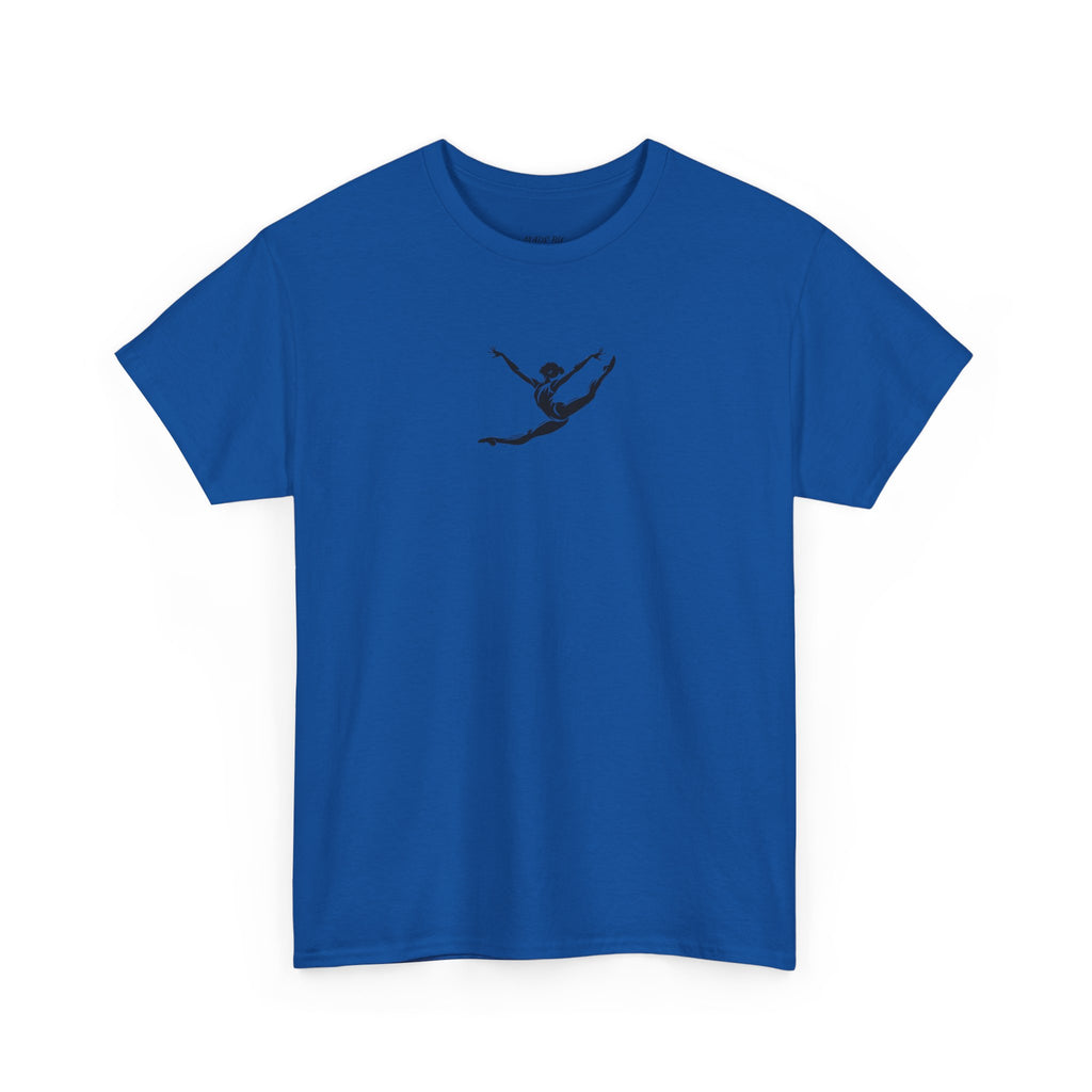 Gymnast Minimalist Tee — Small Graceful Leap Graphic T-Shirt (Adults)