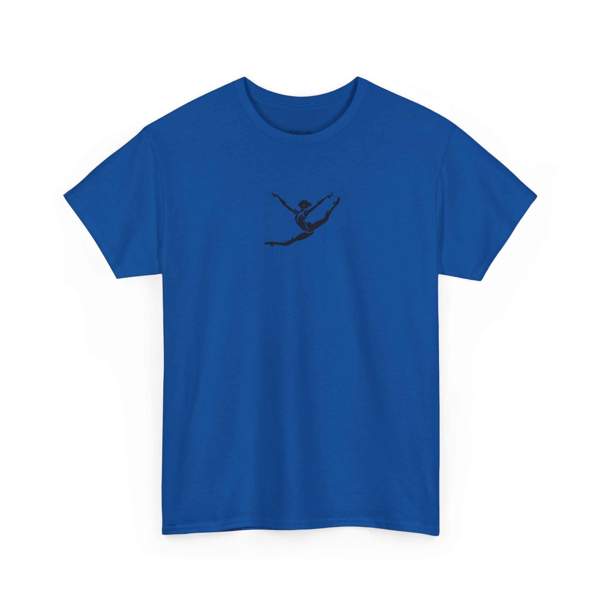 Gymnast Minimalist Tee — Small Graceful Leap Graphic T-Shirt (Adults)
