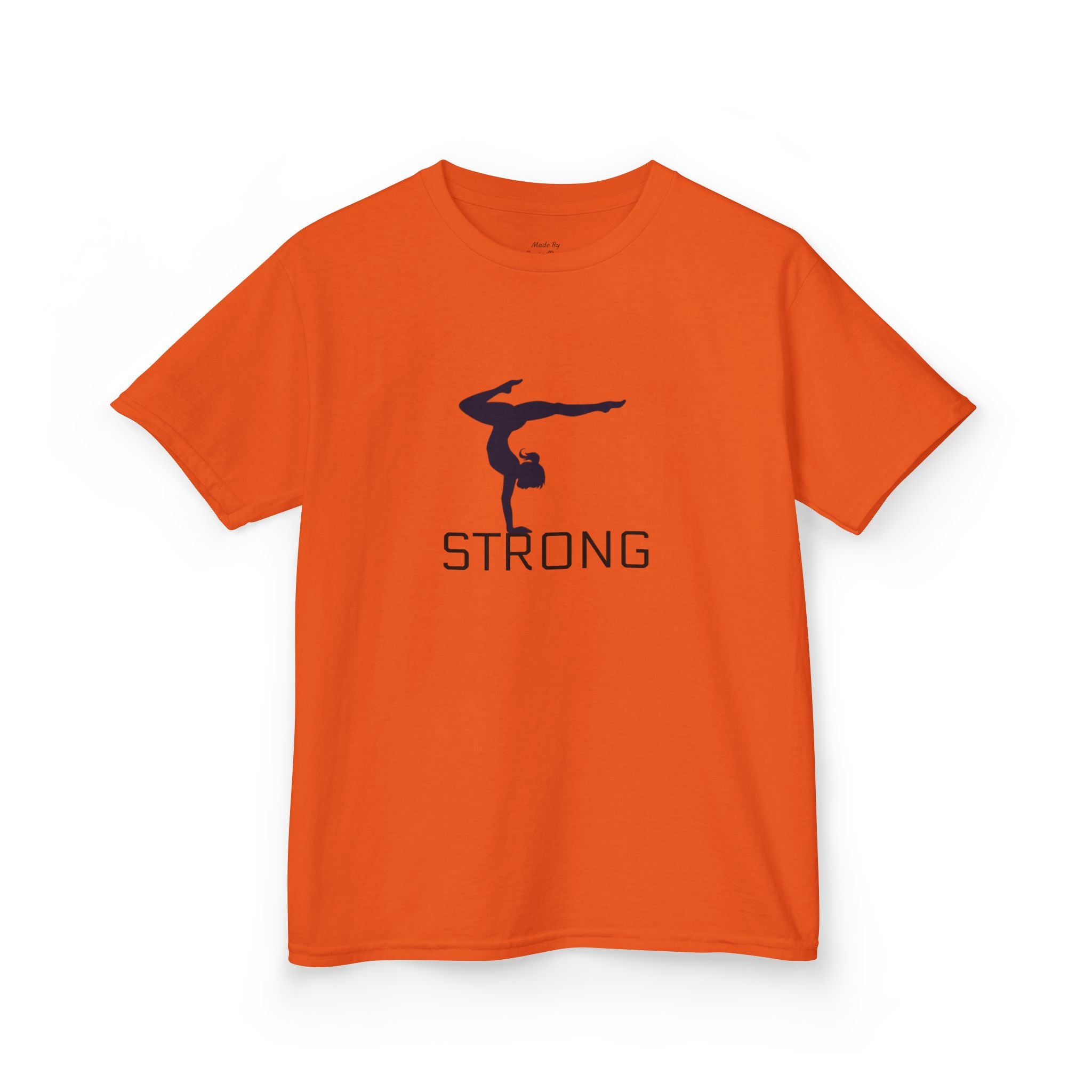 Kids Gymnastics Tee — 'STRONG' Handstand Silhouette Shirt