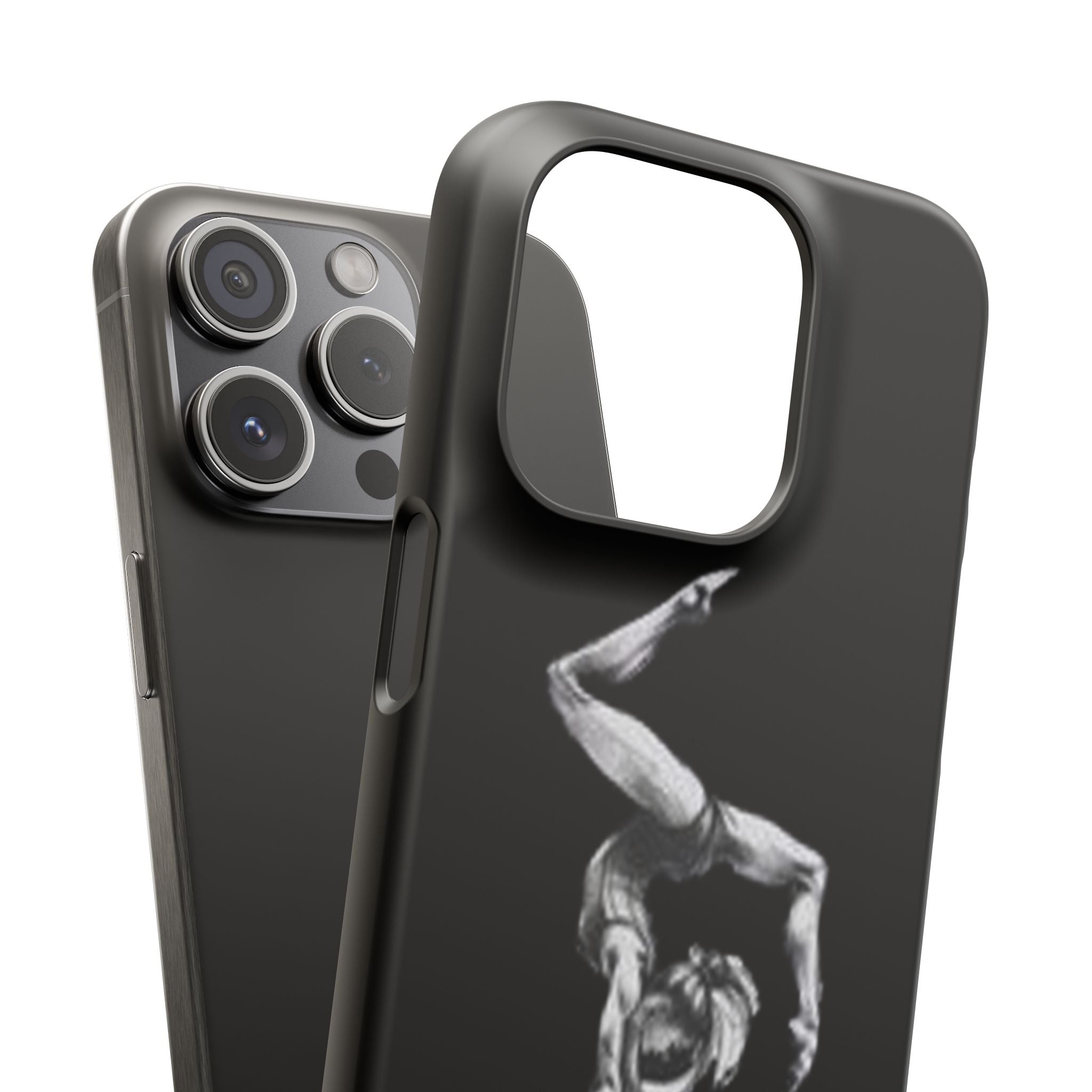 Coach Gymnastics Phone Case — Black Snap Phone Cover with Gymnast Silhouette