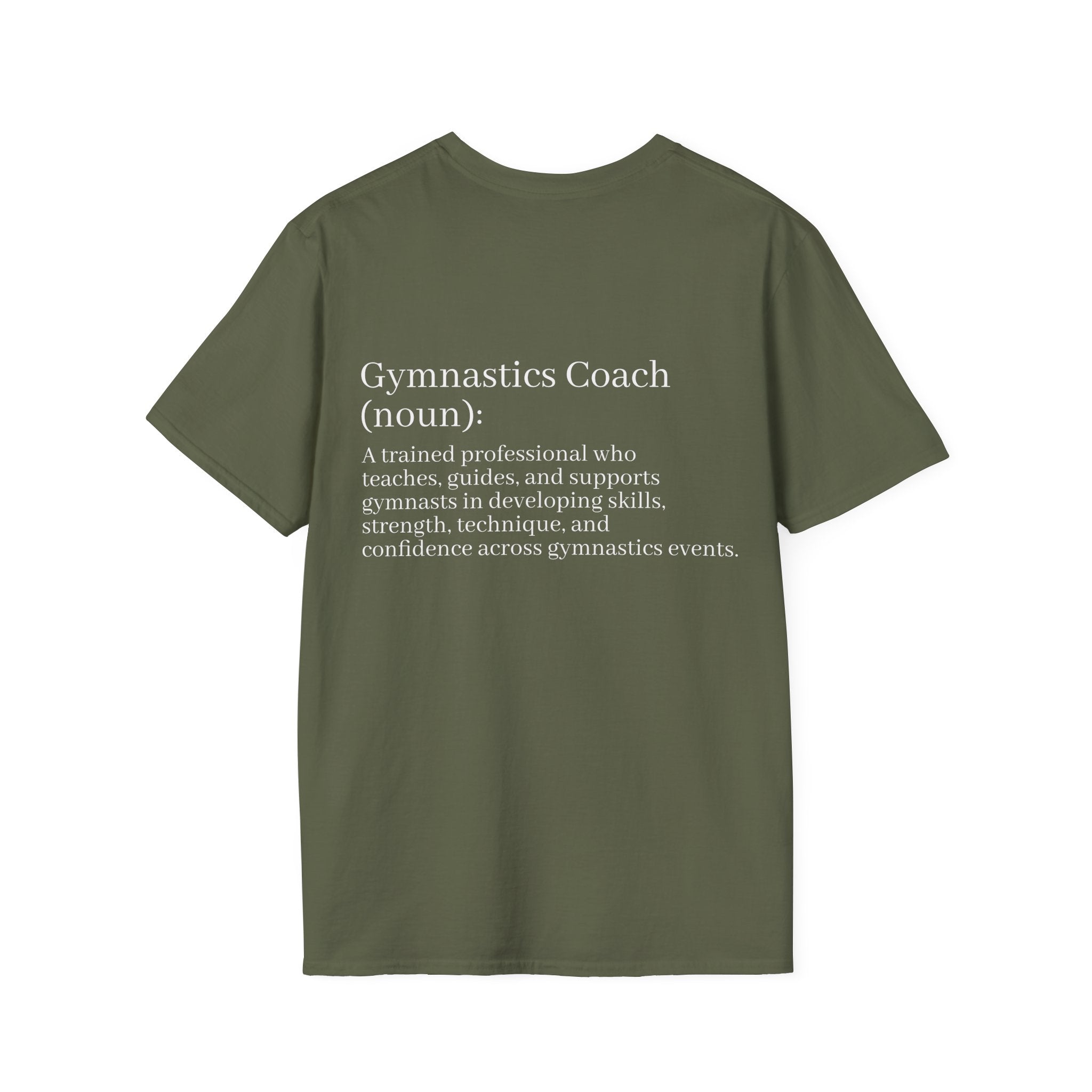 Adults Gymnastics Coach Definition T-Shirt — Back-Print Gift for Coaches